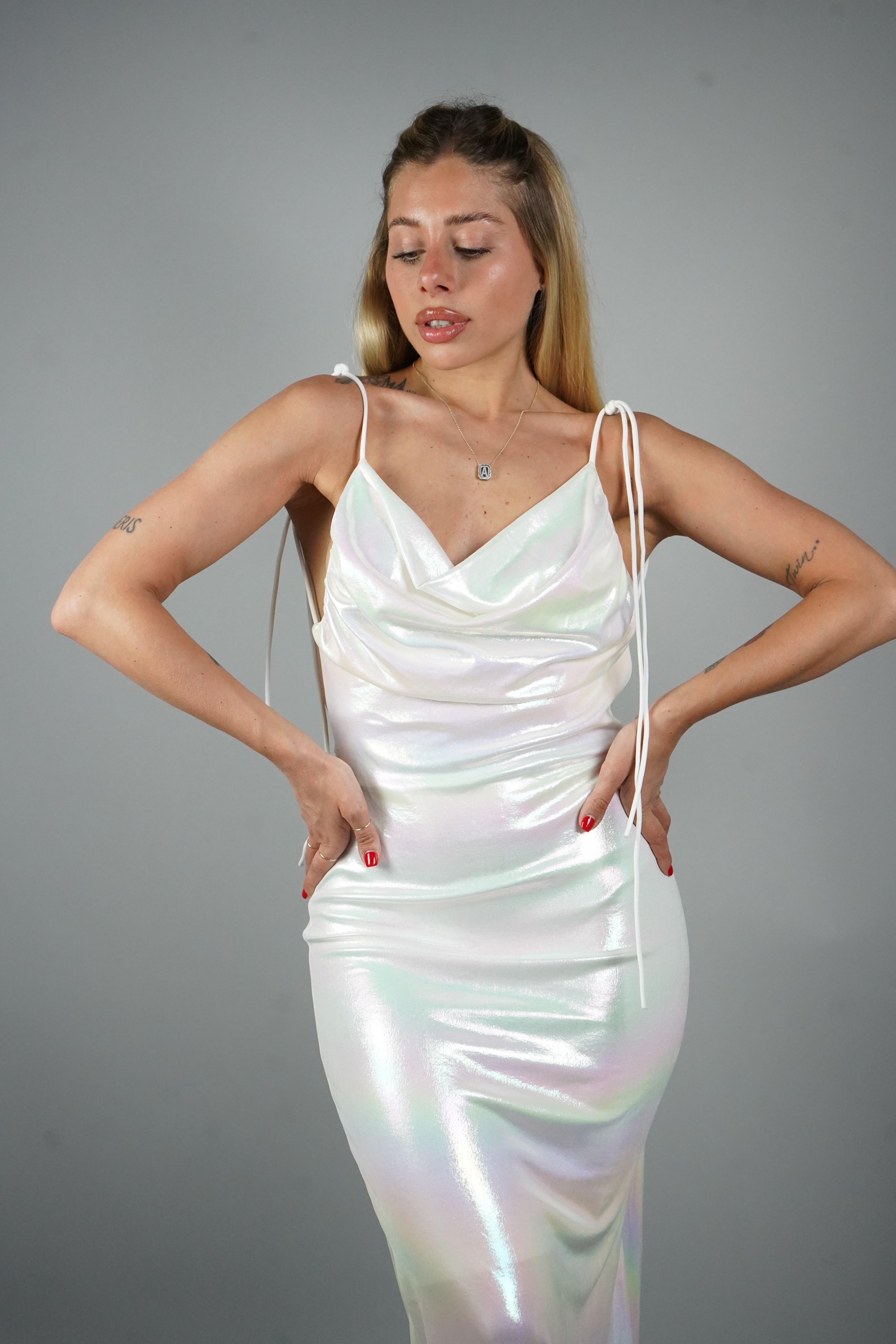 LONG DRESS SATIN BIANCO