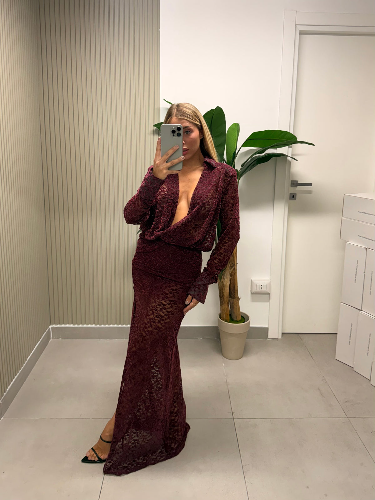 LONG DRESS PRISCILLA BORDEAUX