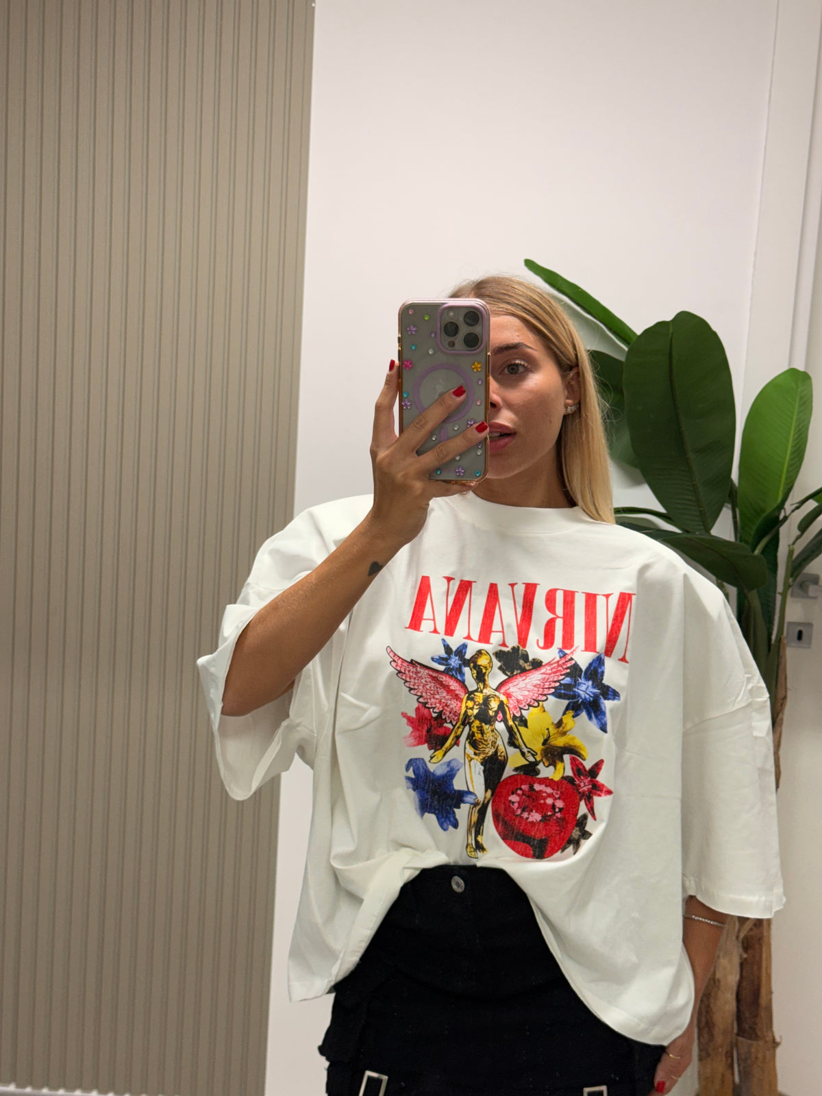 T-SHIRT BOXY NIRVANA BIANCA