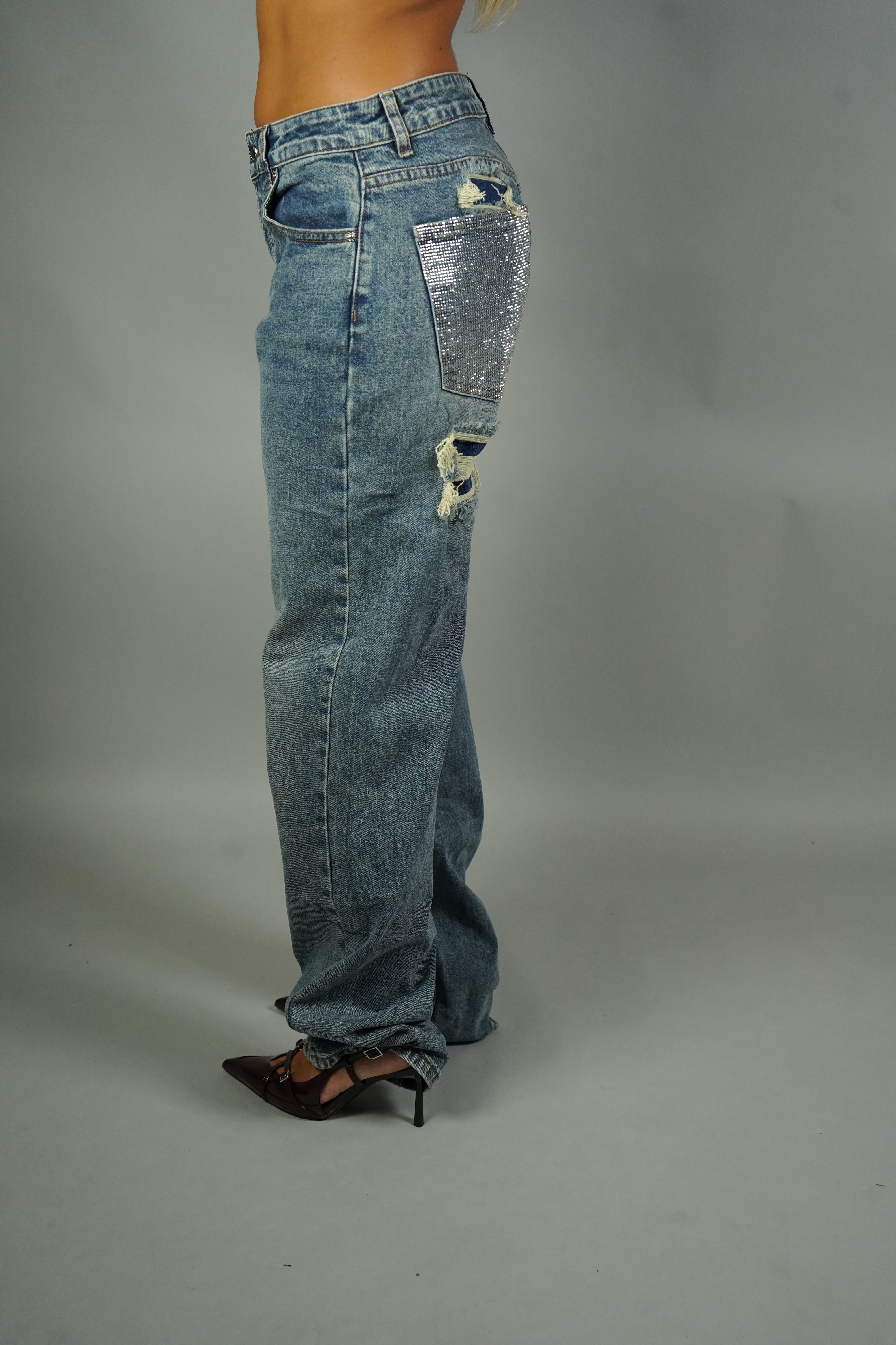 JEANS TASCA BRILLANTINATA