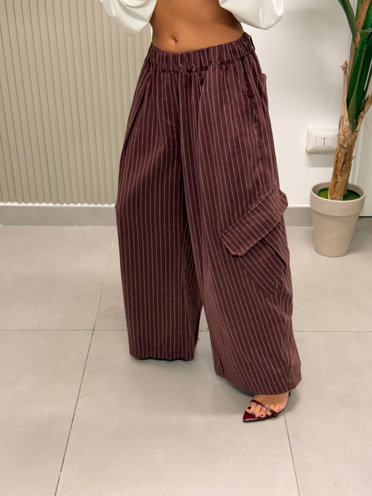 PANTALONE CARGO GESSATO BORDEAUX