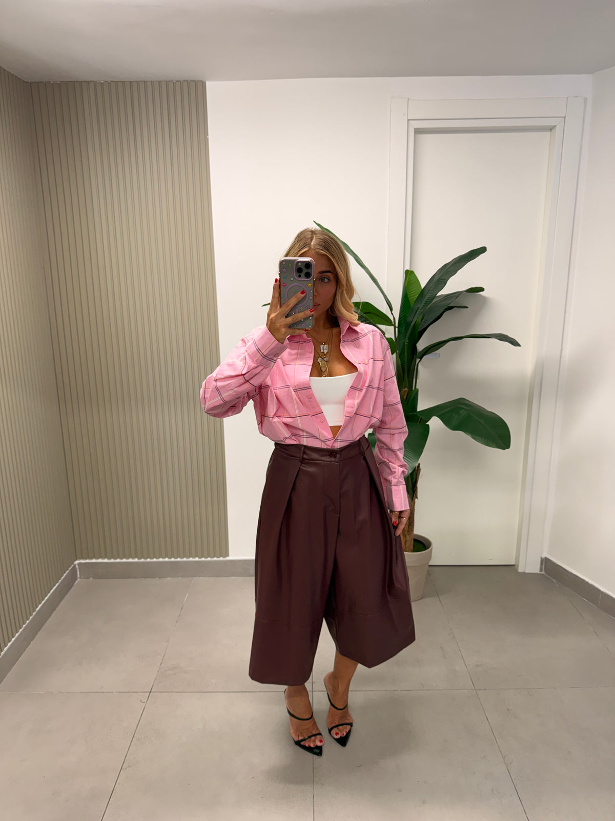 CAMICIA QUADRI ROSA