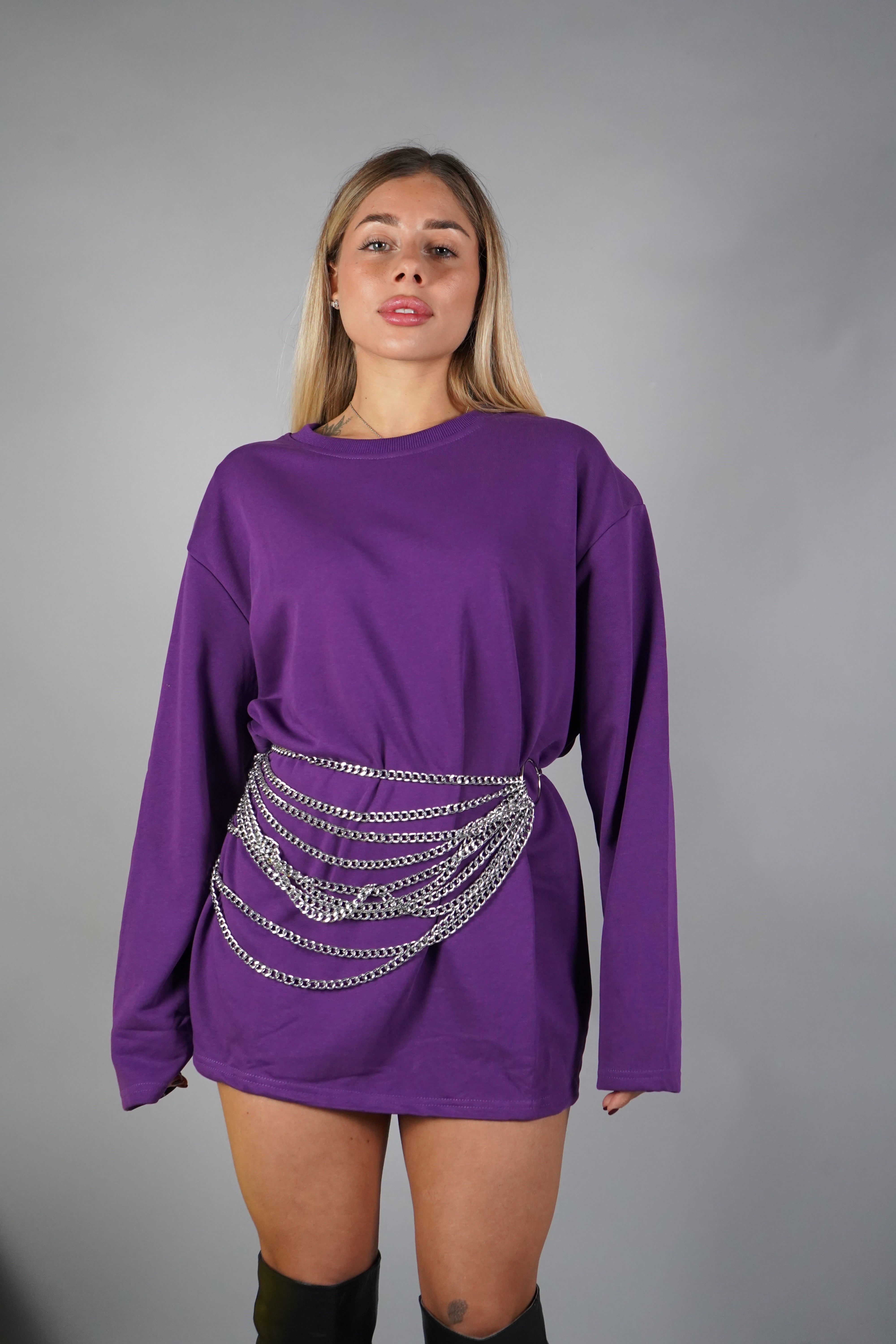 FELPA LEGGERA OVERSIZE VIOLA