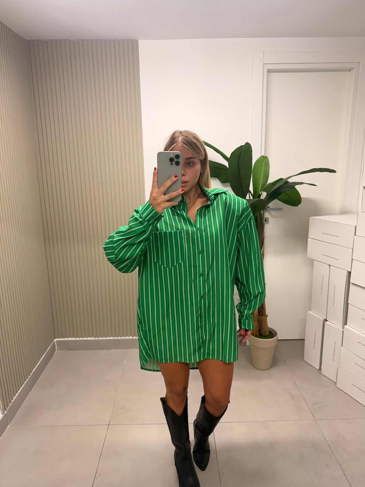 MAXI CAMICIA CON SPALLINA VERDE