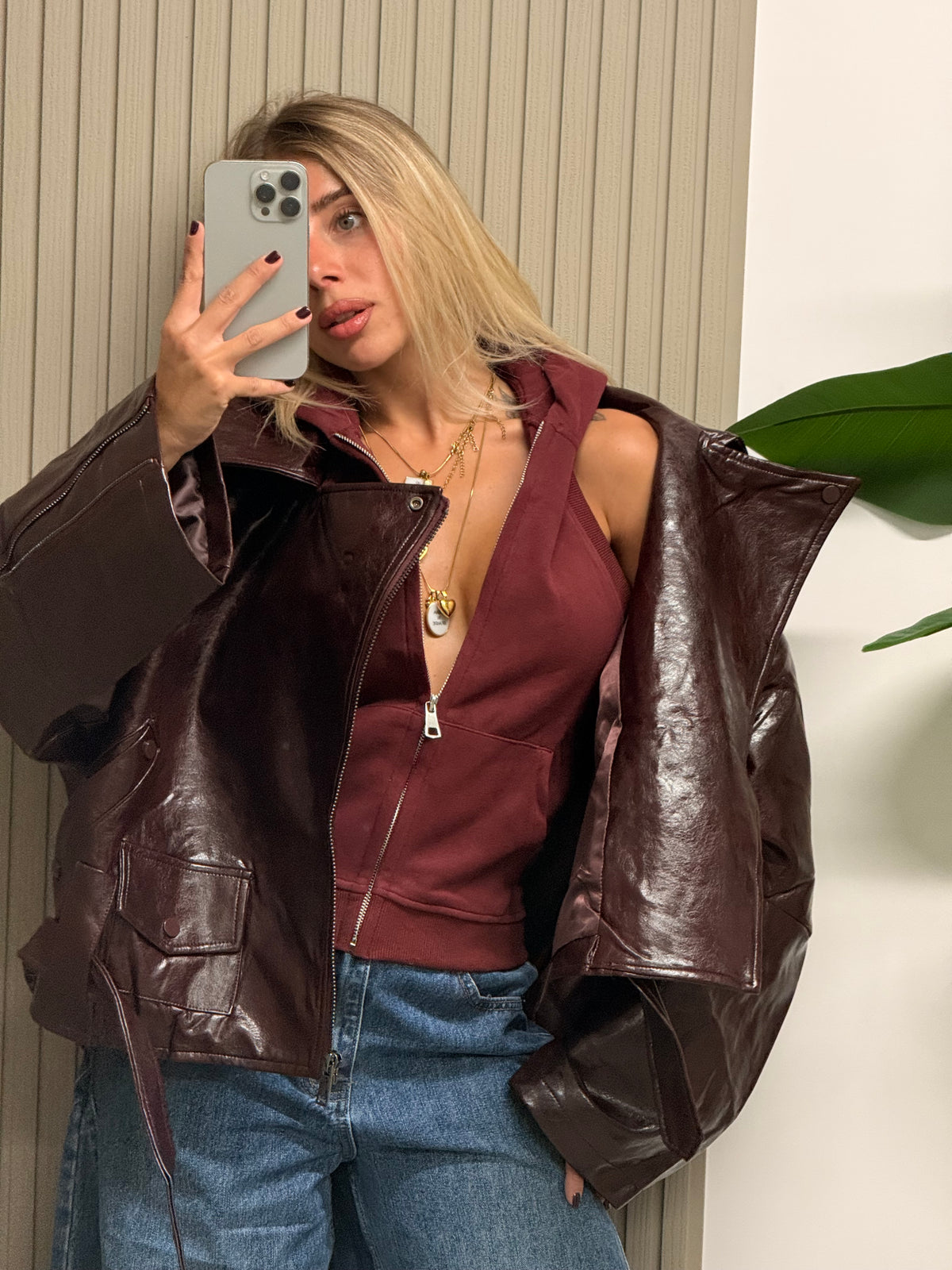 CHIODO ECOPELLE OVERSIZE MARSIGLIA BURGUNDY