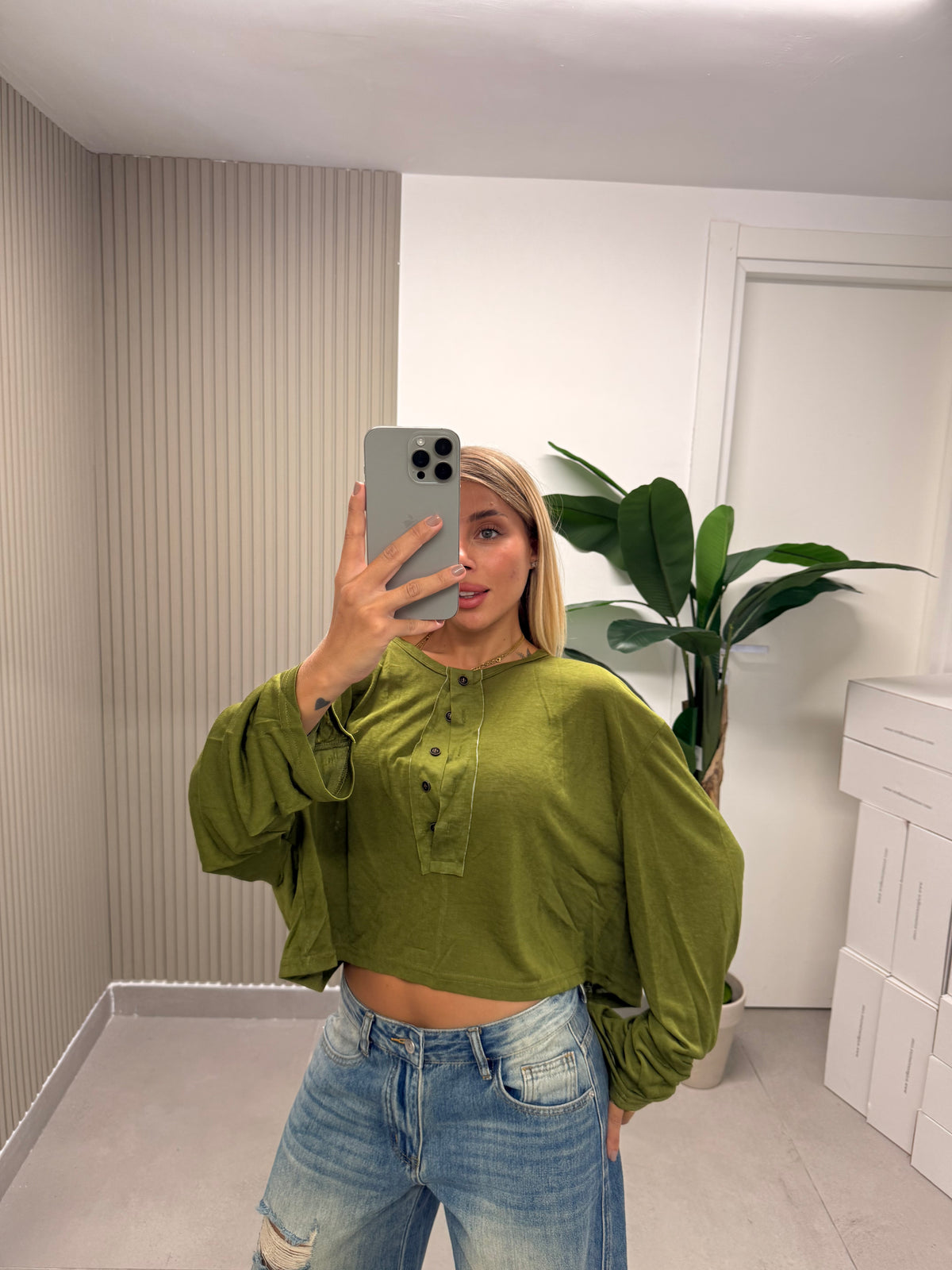 T-SHIRT CROP GIRLFRIEND VERDE
