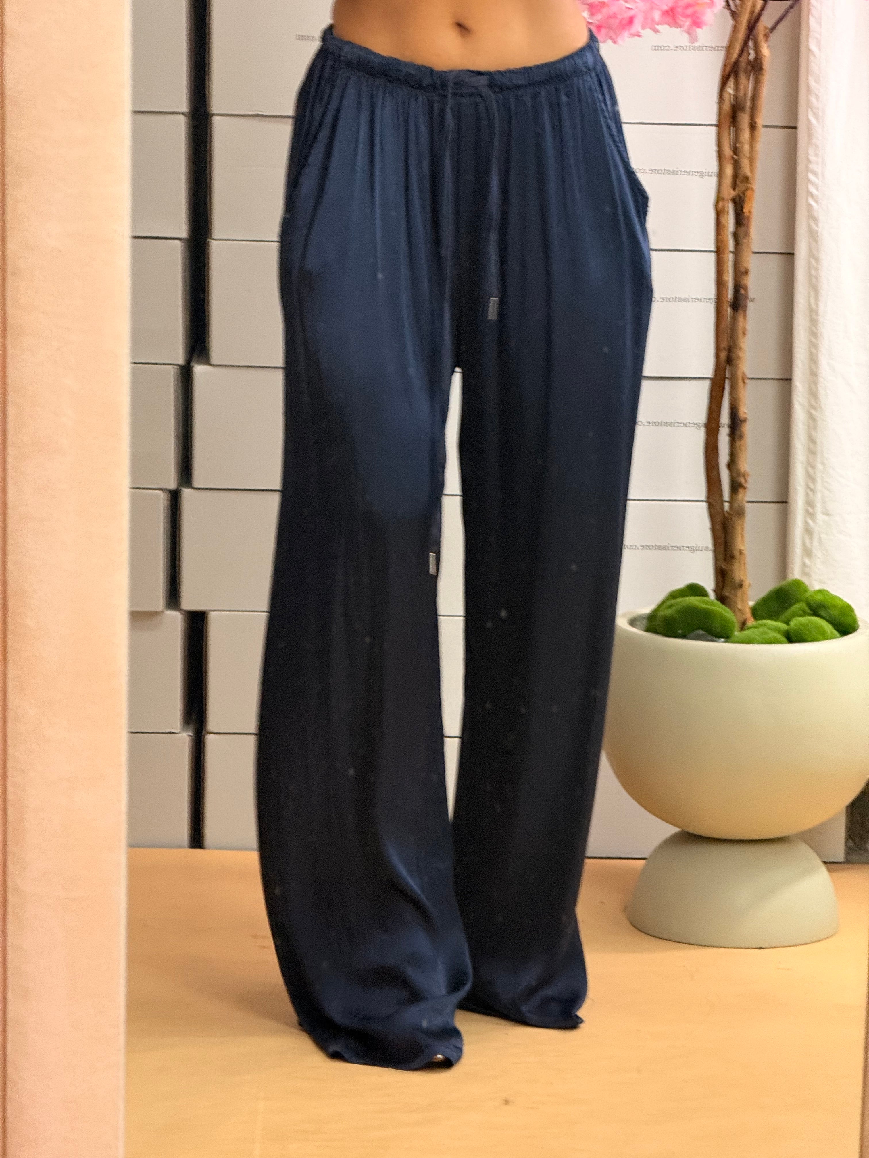 PANTALONE SATIN BLU