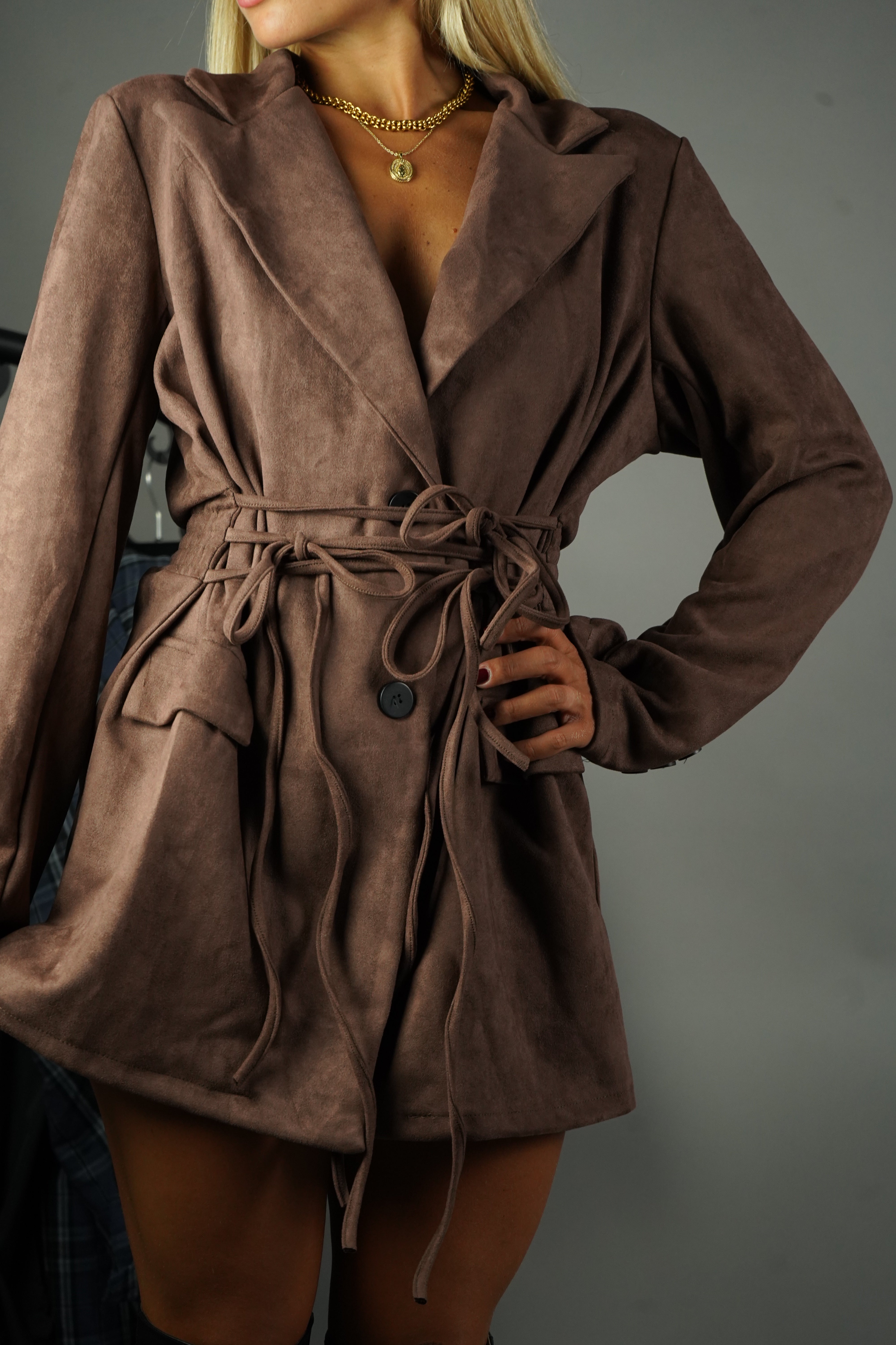 BLAZER DRESS CAMOSCIO MARRONE