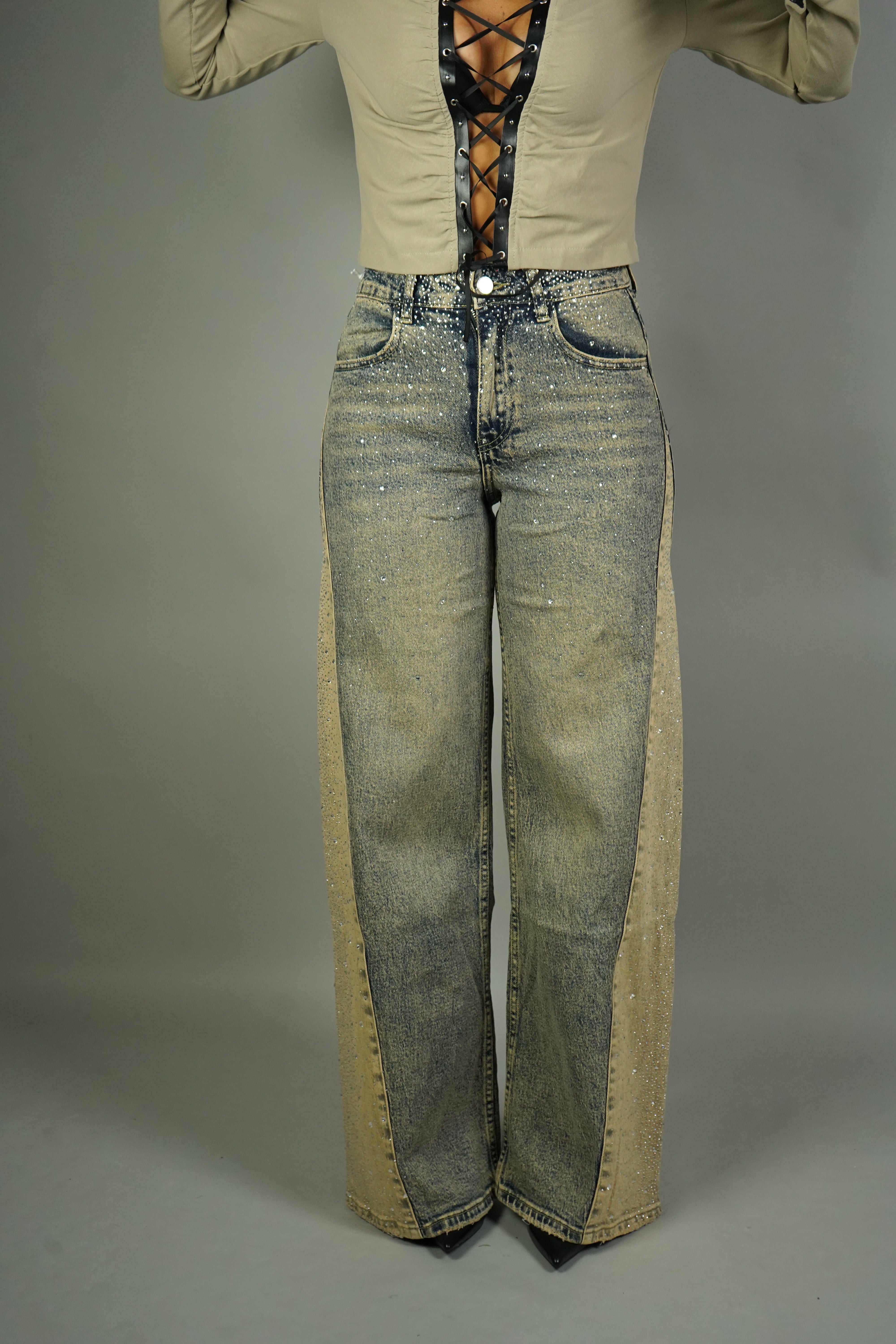 JEANS BICOLOR STRASS