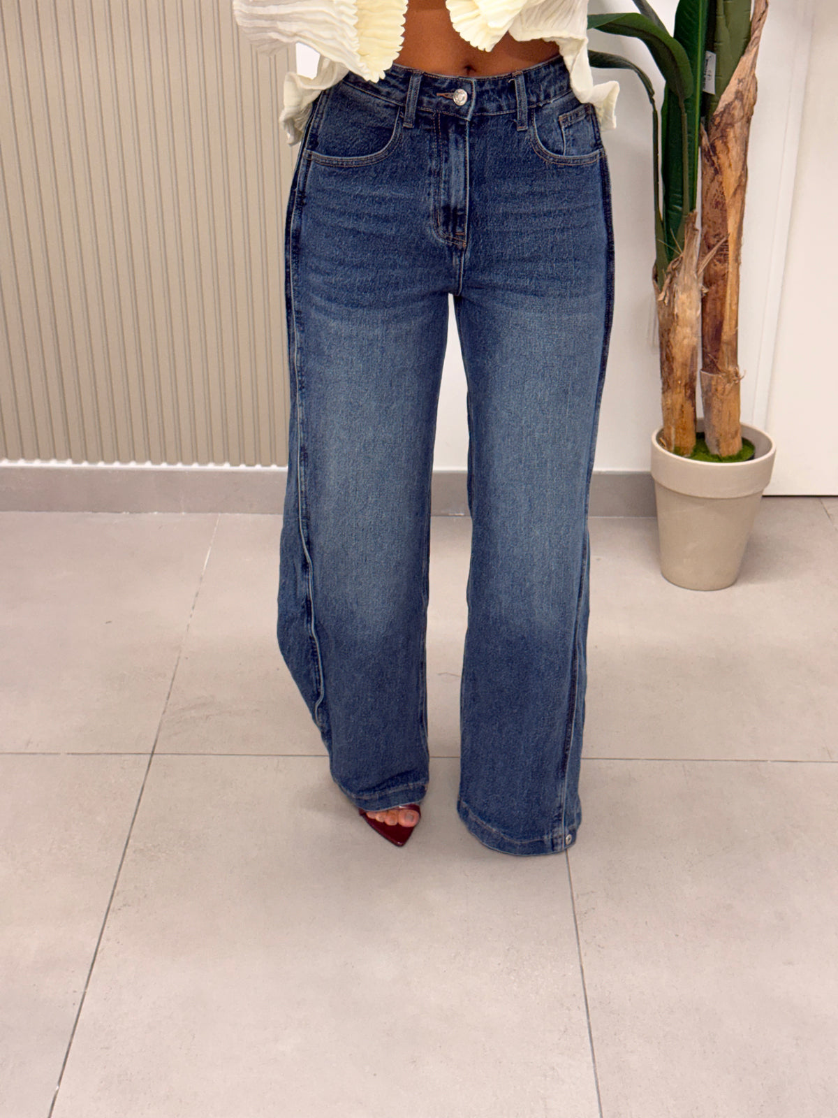 JEANS WIDE LEG BOTTONCINI