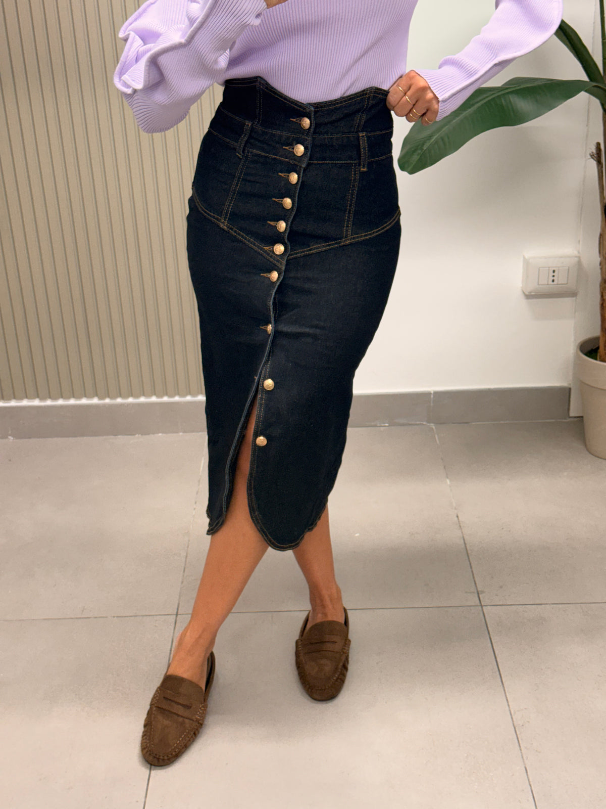 GONNA LONGUETTE DENIM SCURO