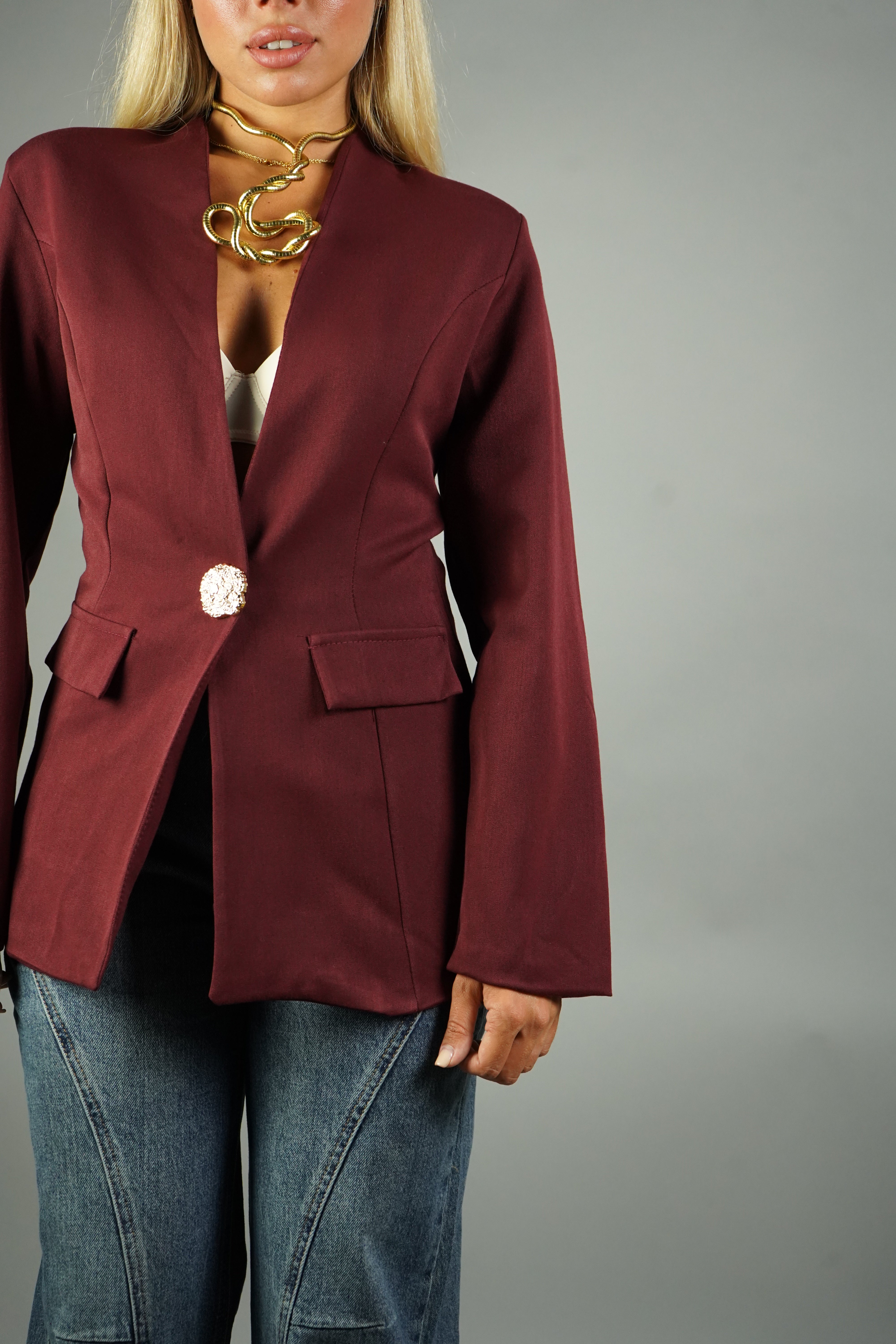 BLAZER AVVITATO BORDEAUX