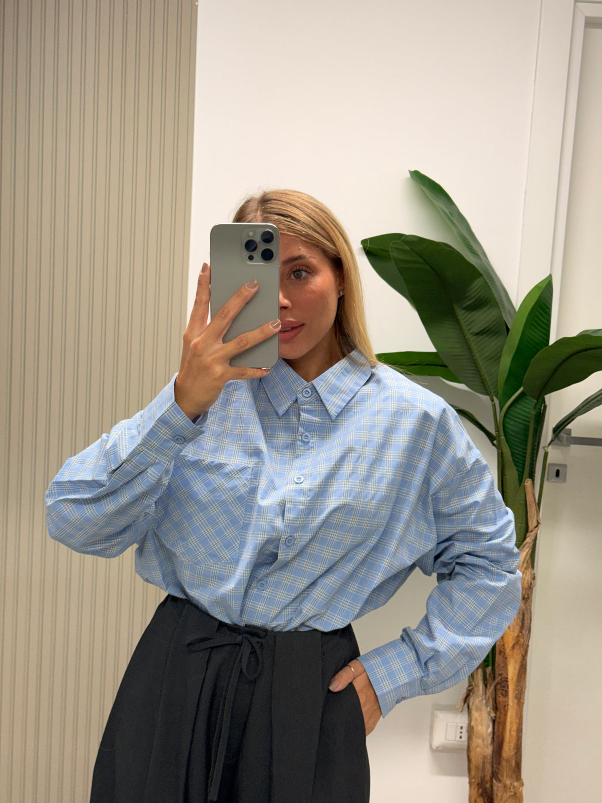 CAMICIA QUADRETTI AZZURRA