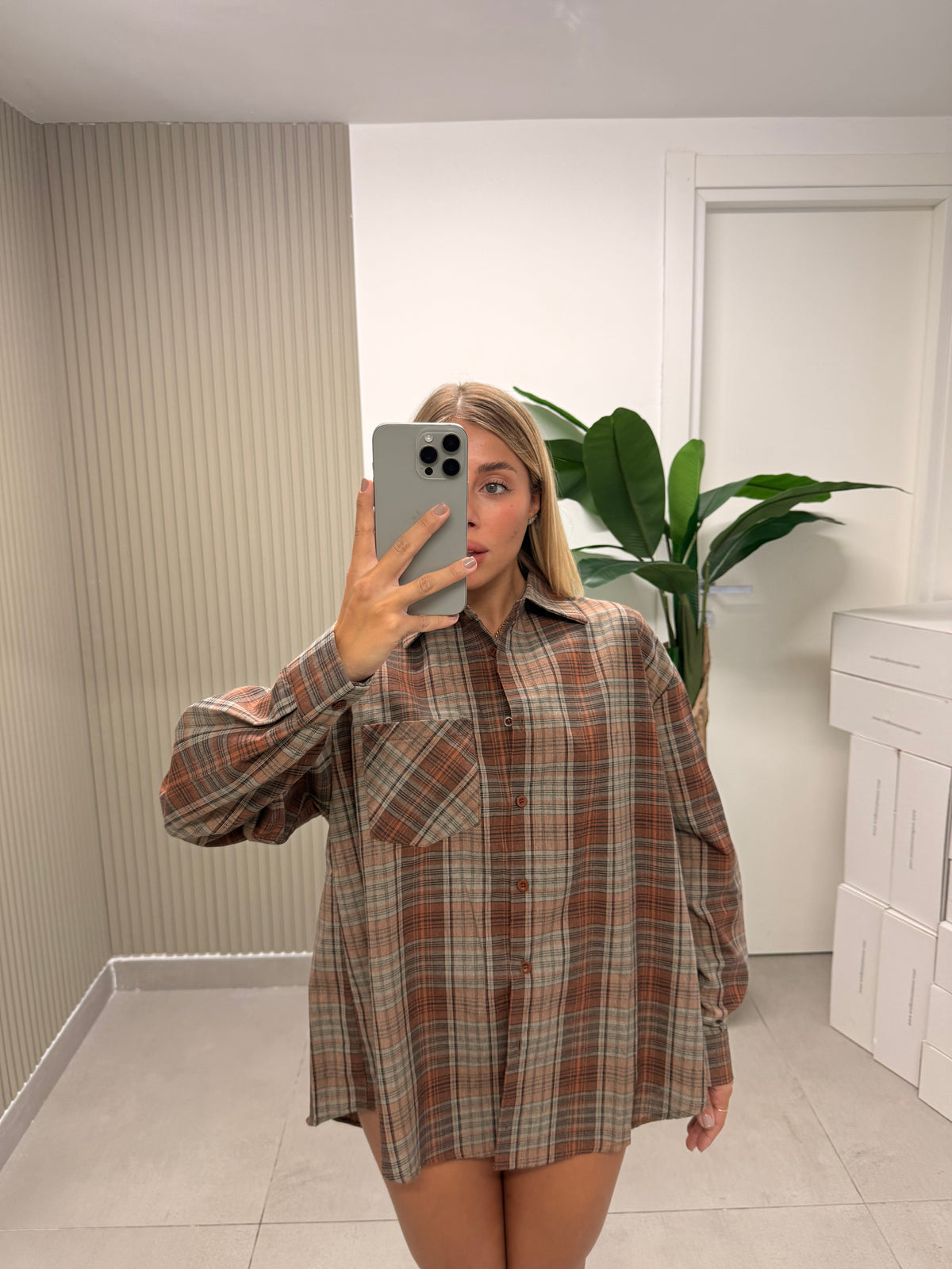 CAMICIA QUADRI MARRONE