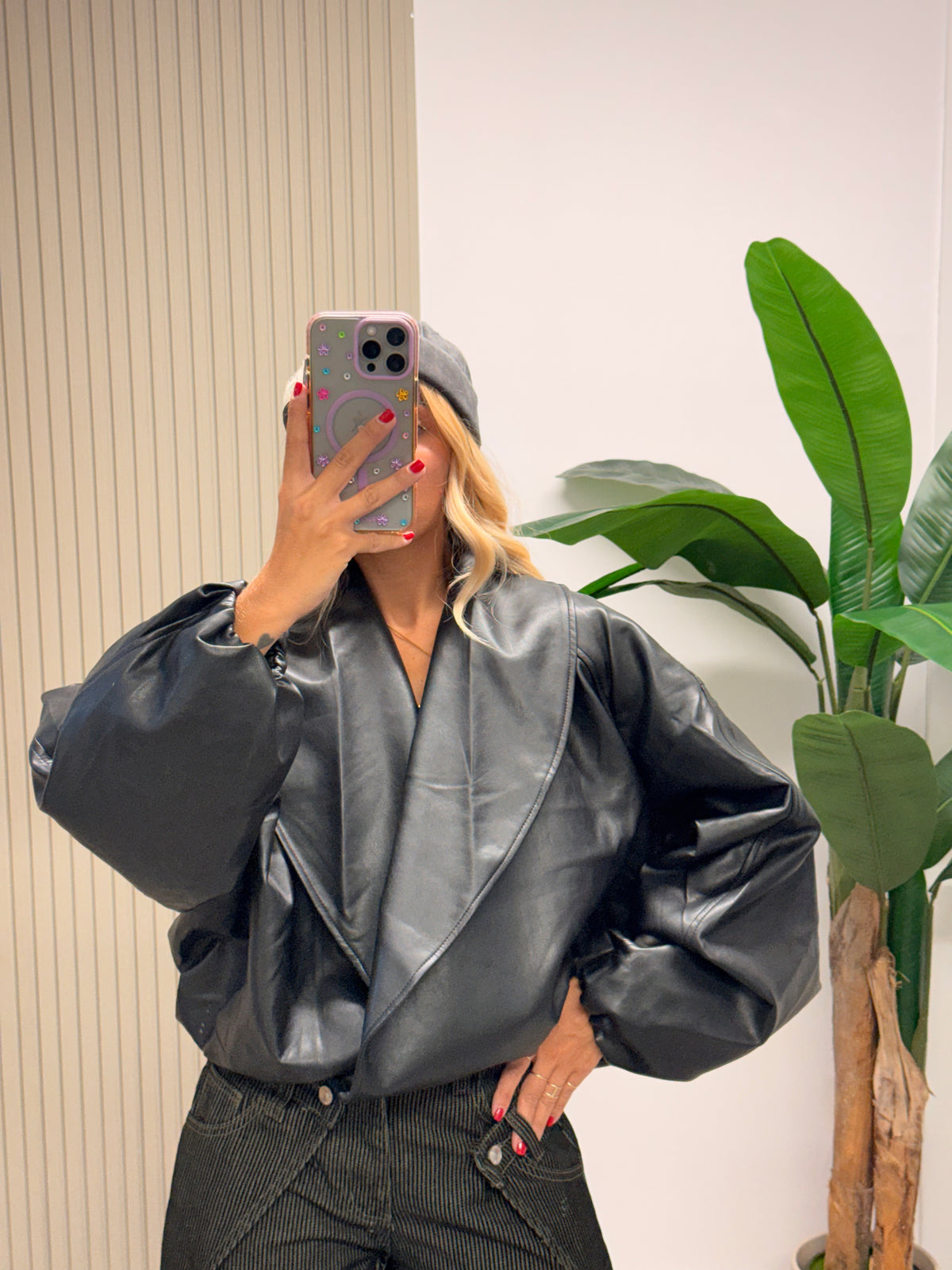 BOMBER ECOPELLE SOFY NERO