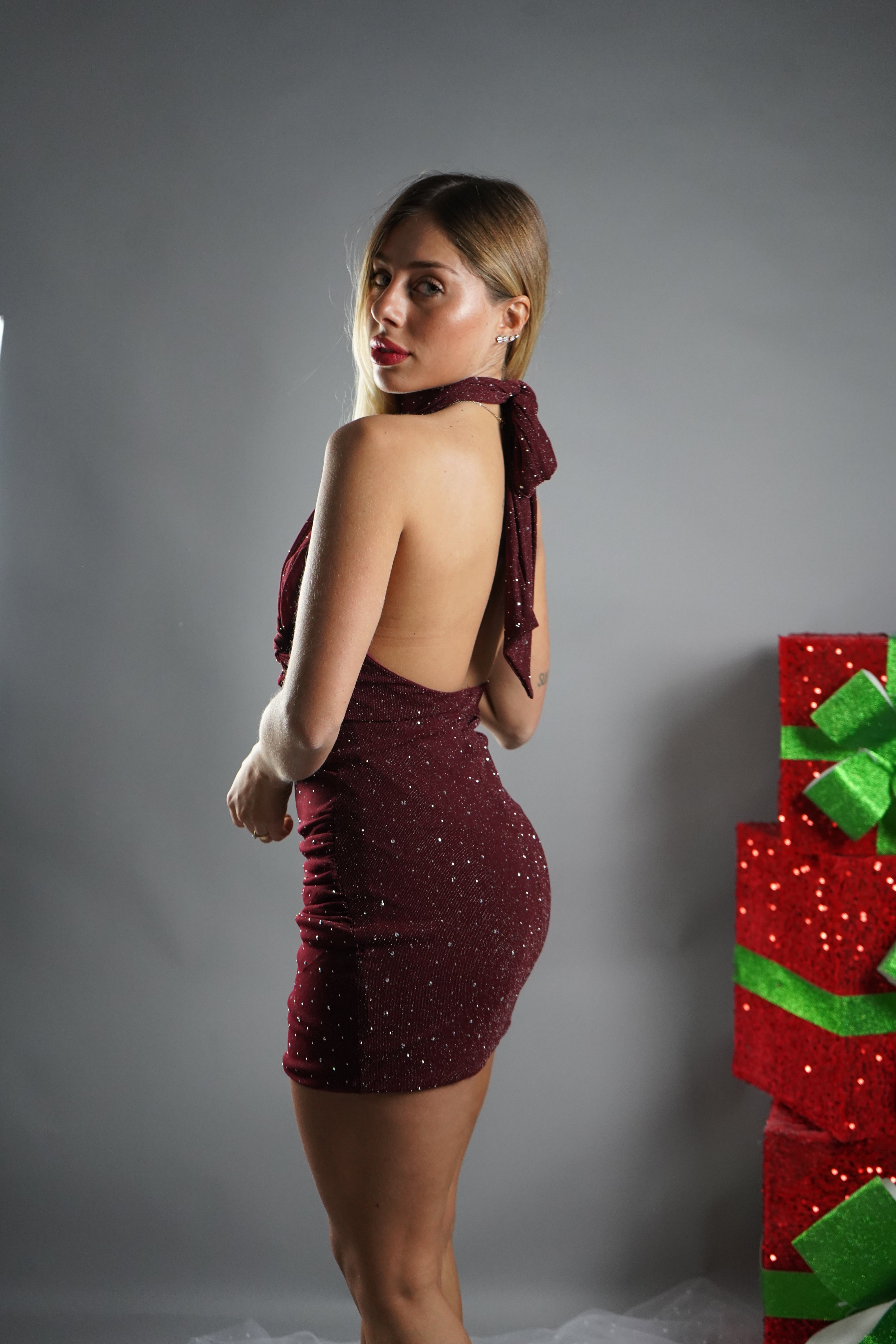 MINI DRESS CENONE BORDEAUX