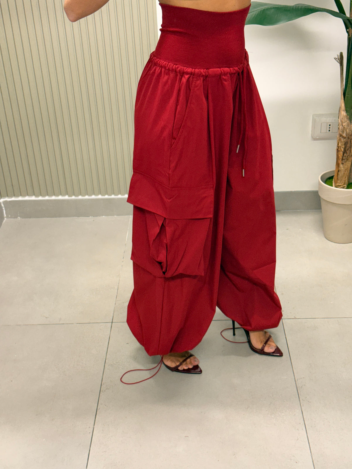 PANTALONE CARGO BUSTINO ROSSO