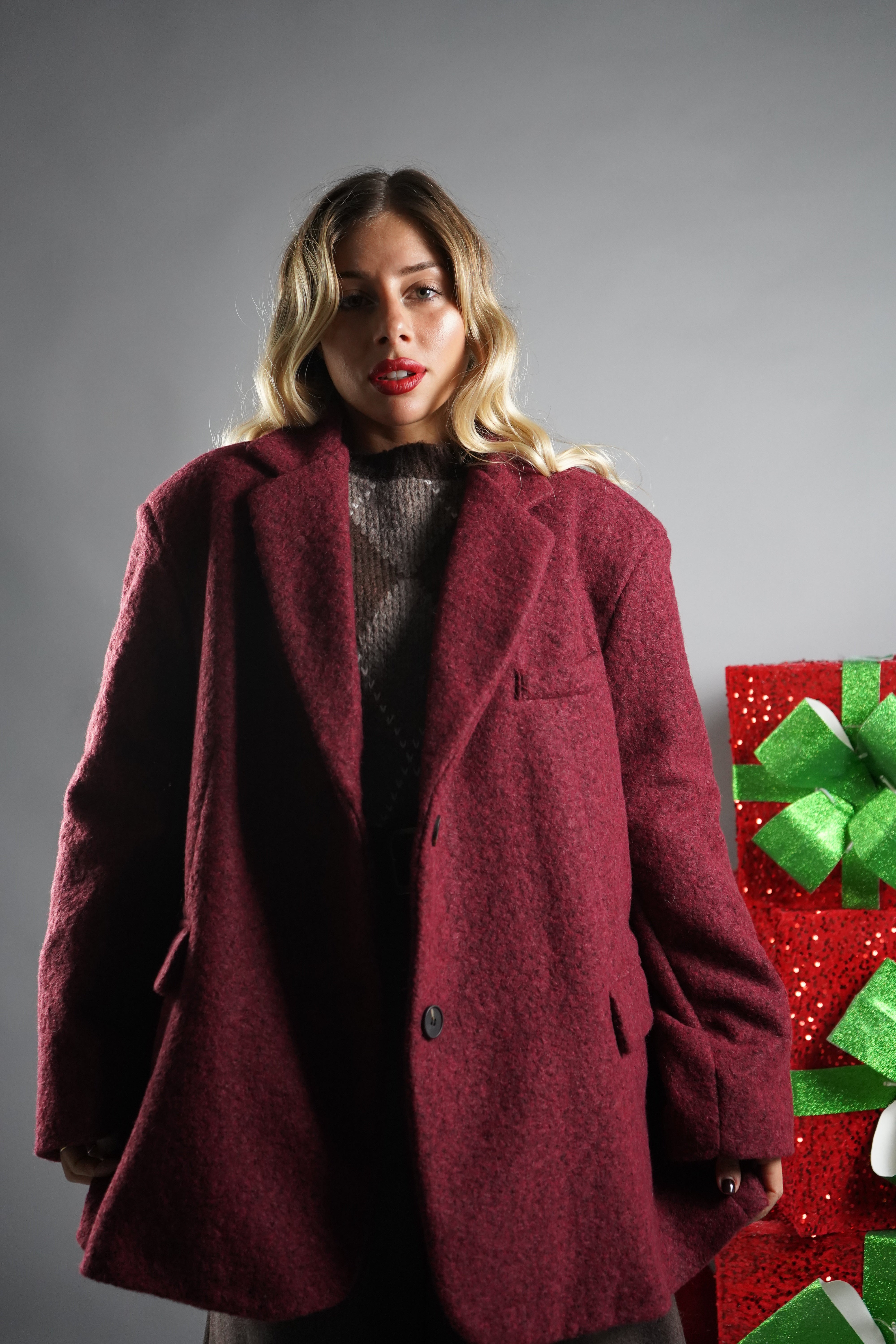 BLAZER LANA TEDDY BORDEAUX