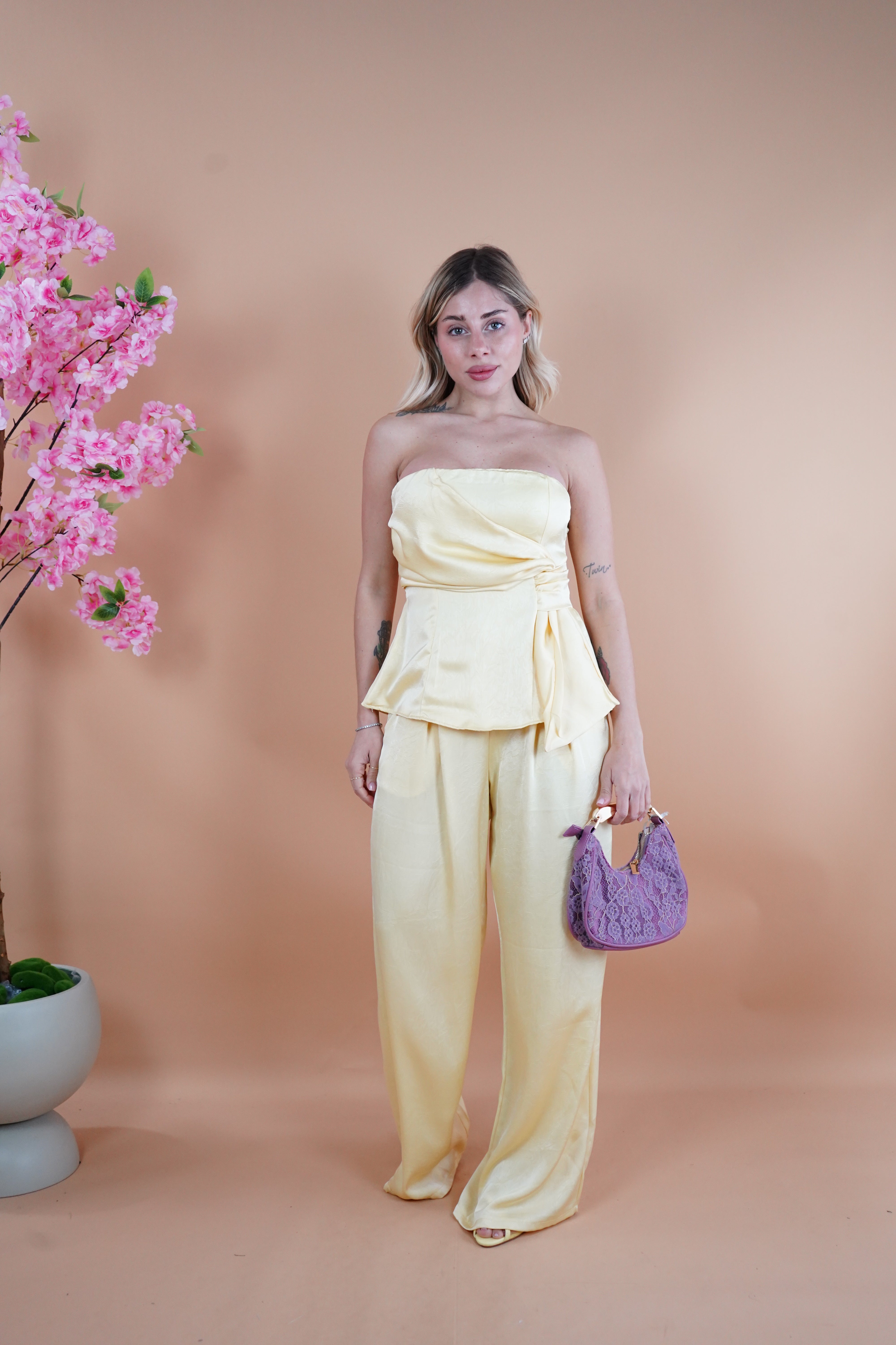 COORDINATO SATIN GRAZIA GIALLO