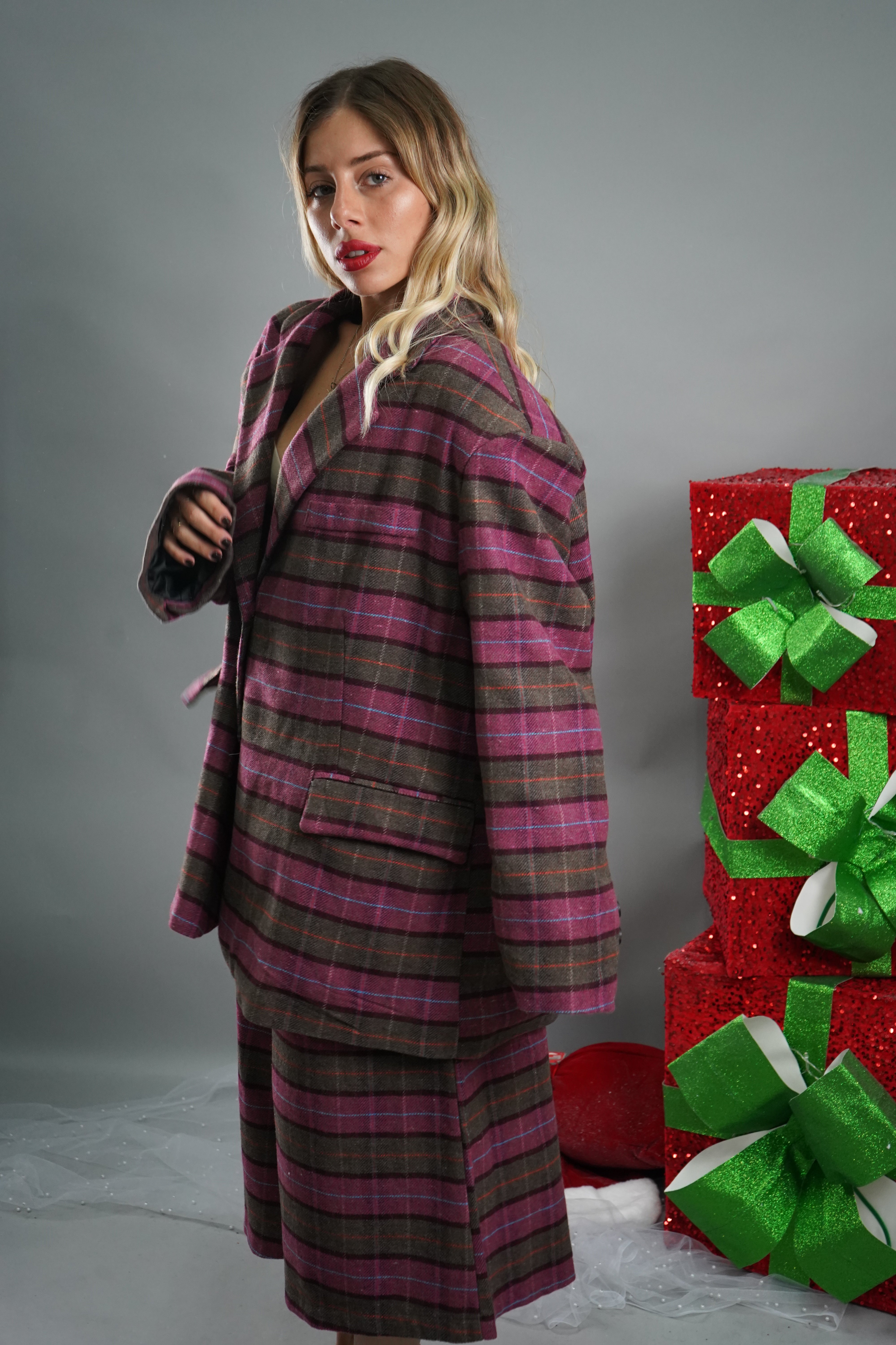 COORDINATO QUADRI ROSA