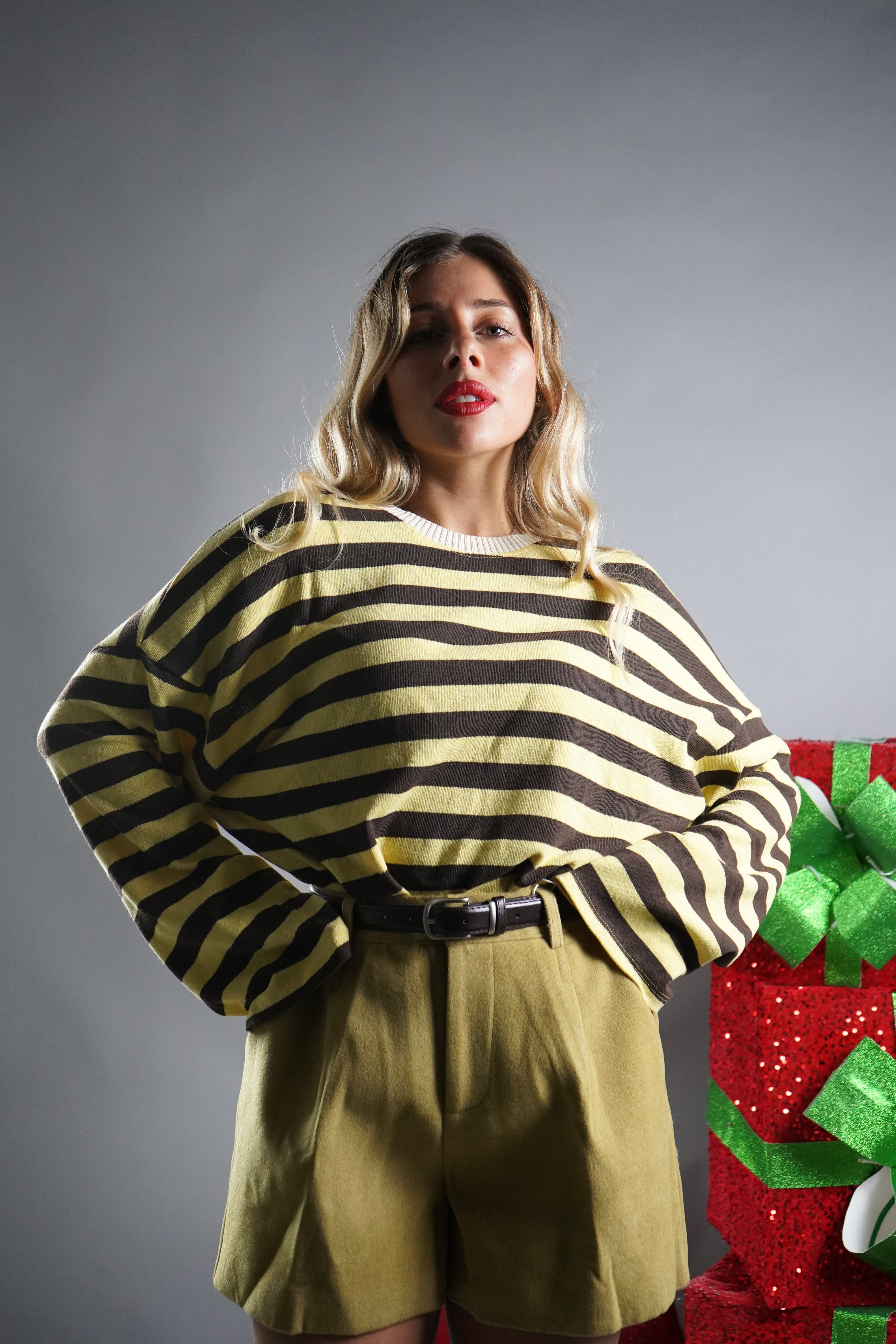 MAGLIA RIGHE LARGHE GIALLA E MARRONE