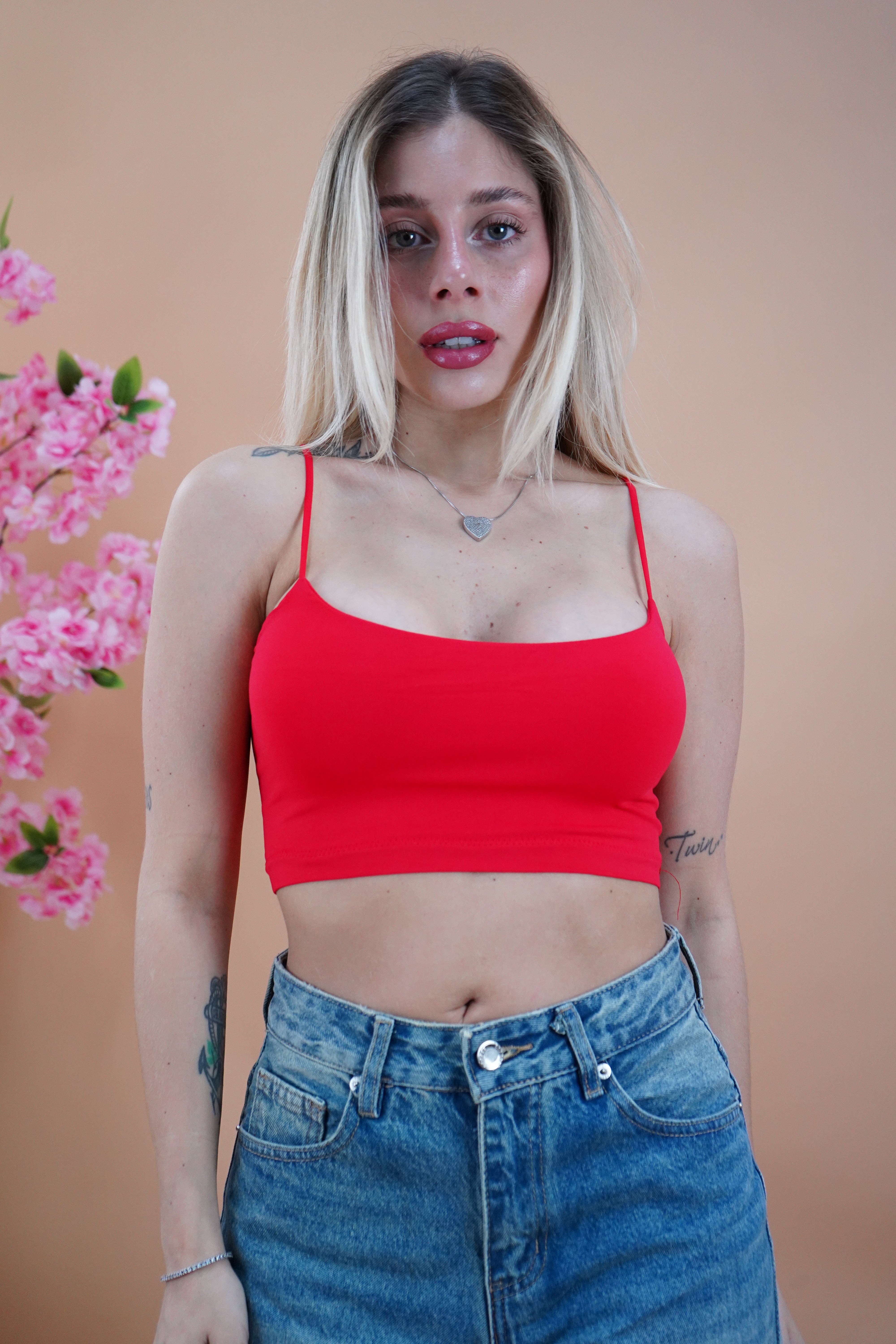 TOP CROP BASIC ROSSO