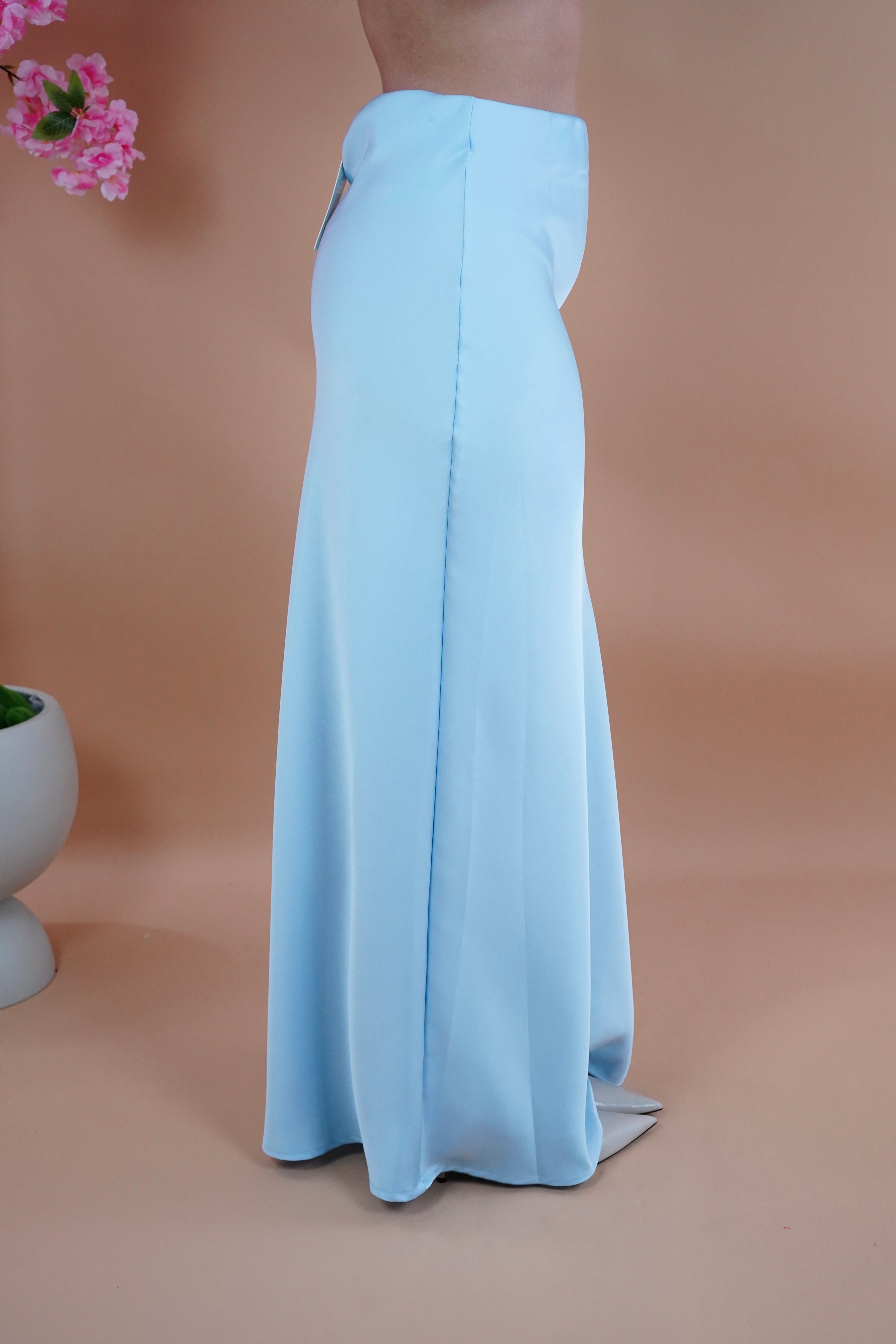 GONNA LUNGA SATIN AZZURRA