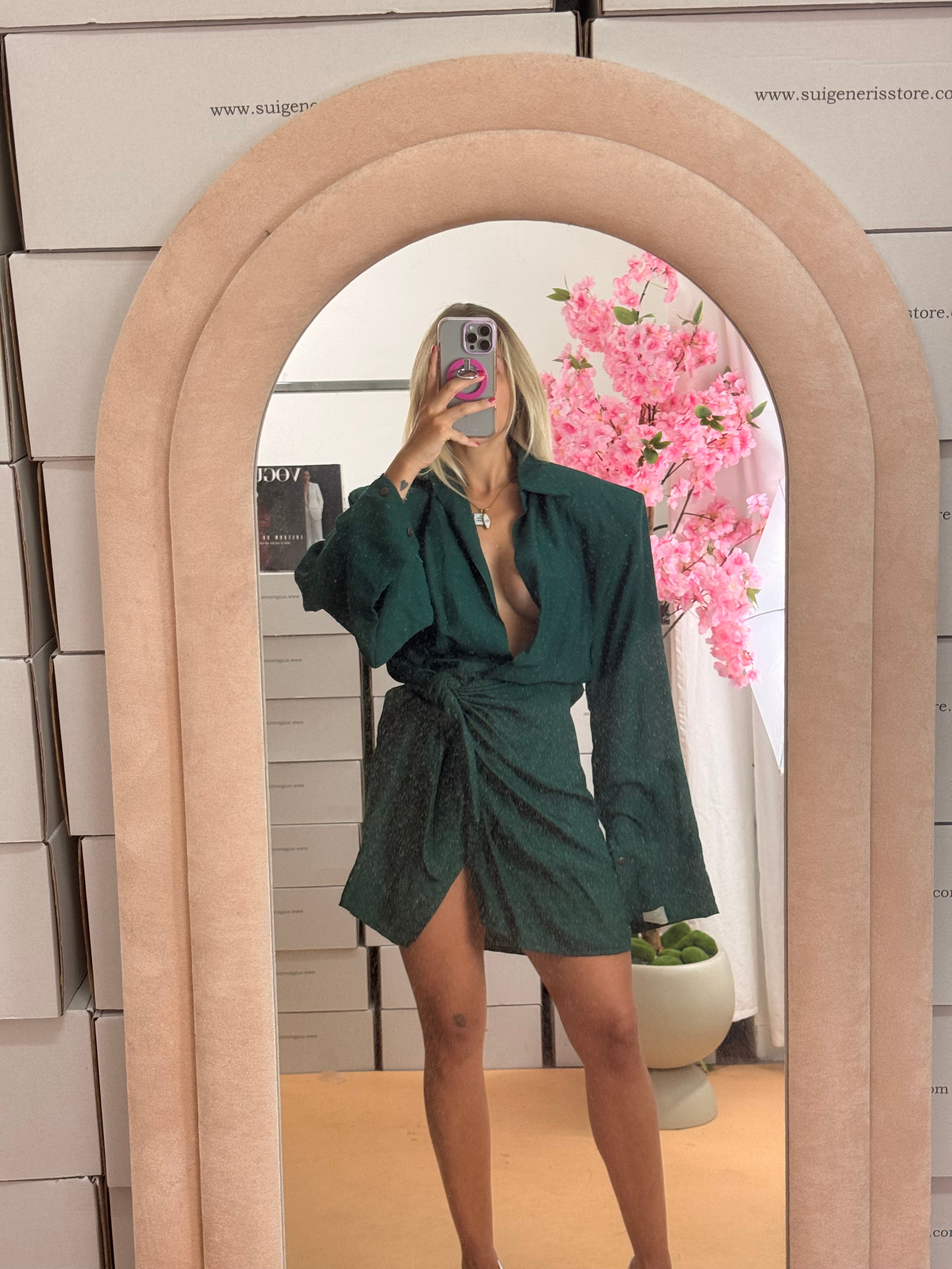 MINI DRESS GILDA VERDE PETROLIO
