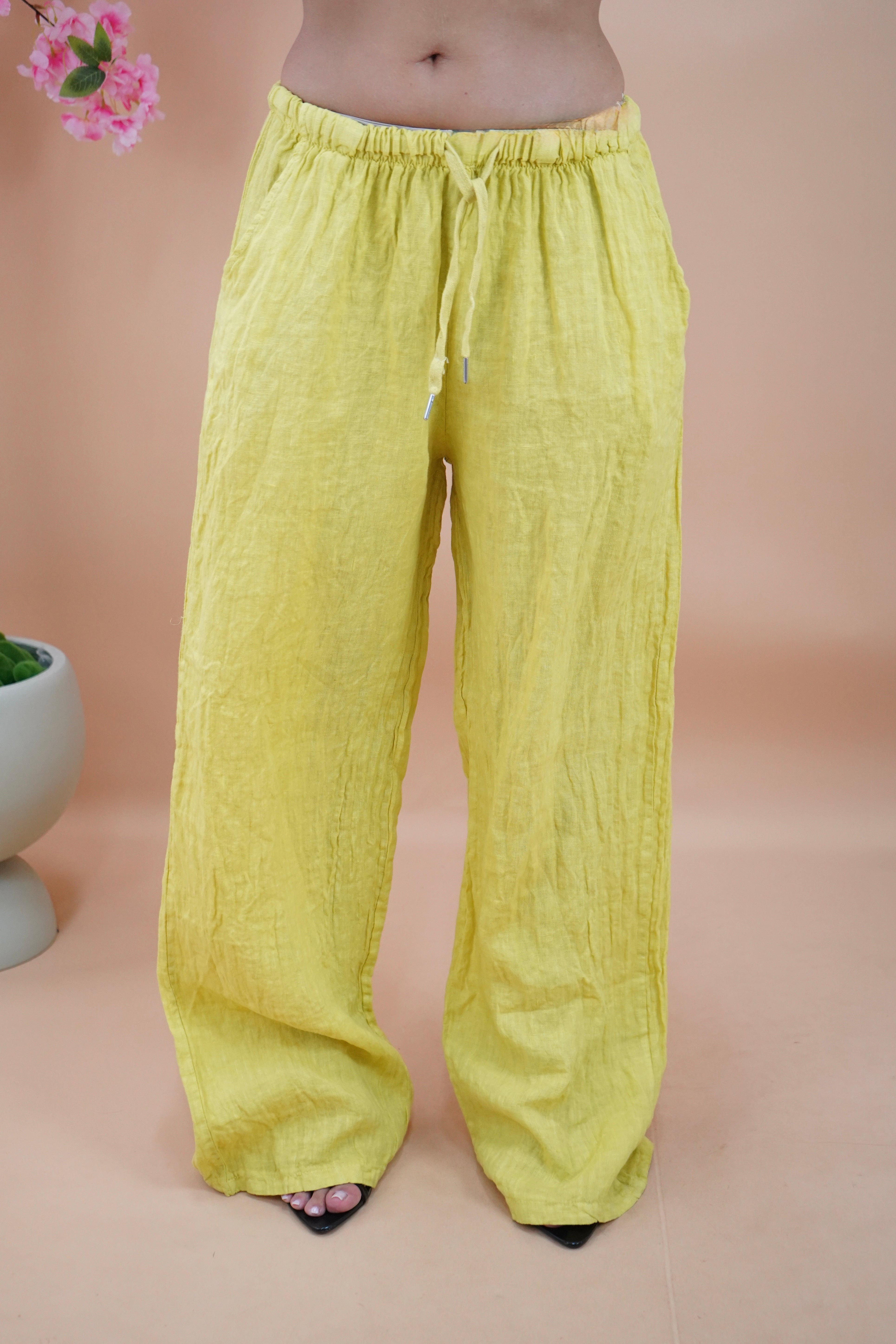 PANTALONE IN LINO GIALLO