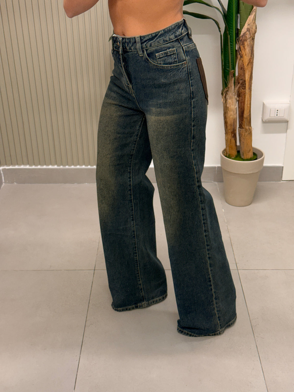 JEANS GAMBA DRITTA TASCA MARRONE