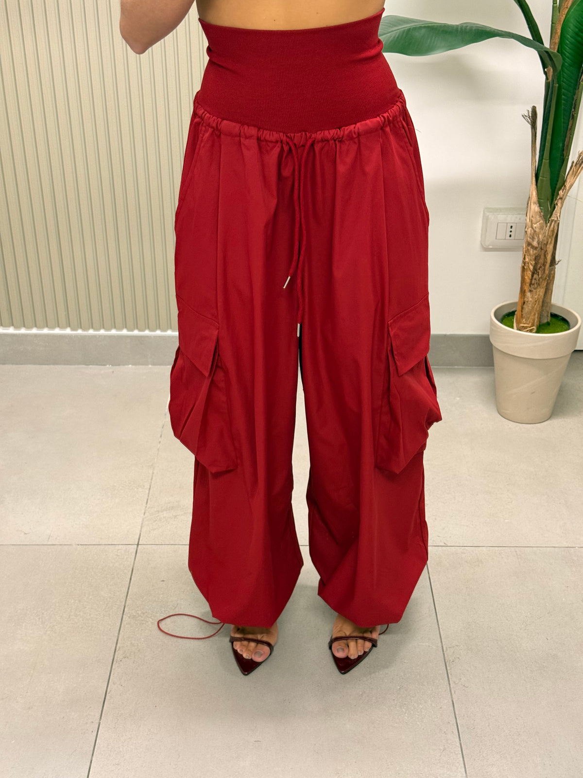 PANTALONE CARGO BUSTINO ROSSO