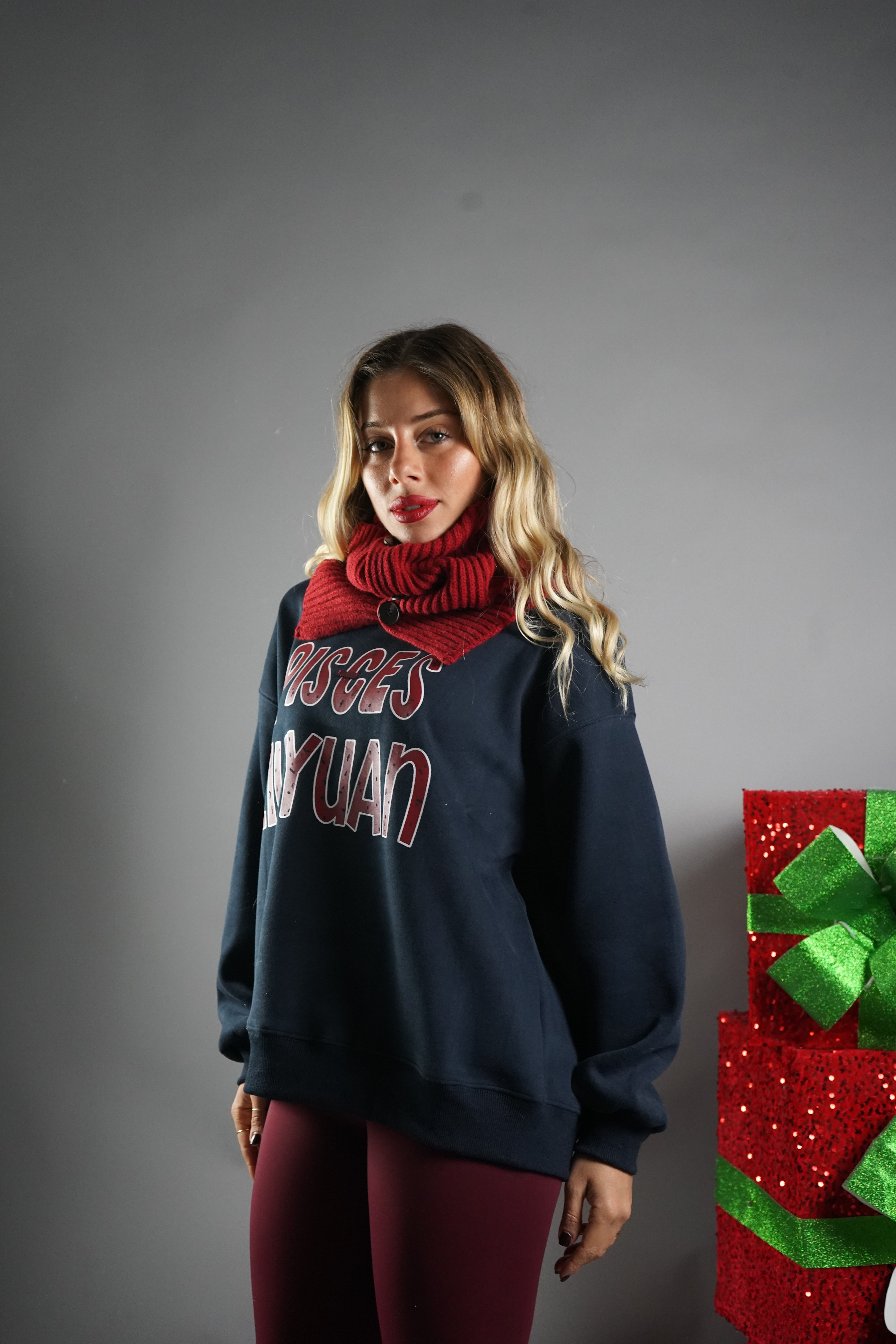 FELPA LUIS CON SCIARPA BLU