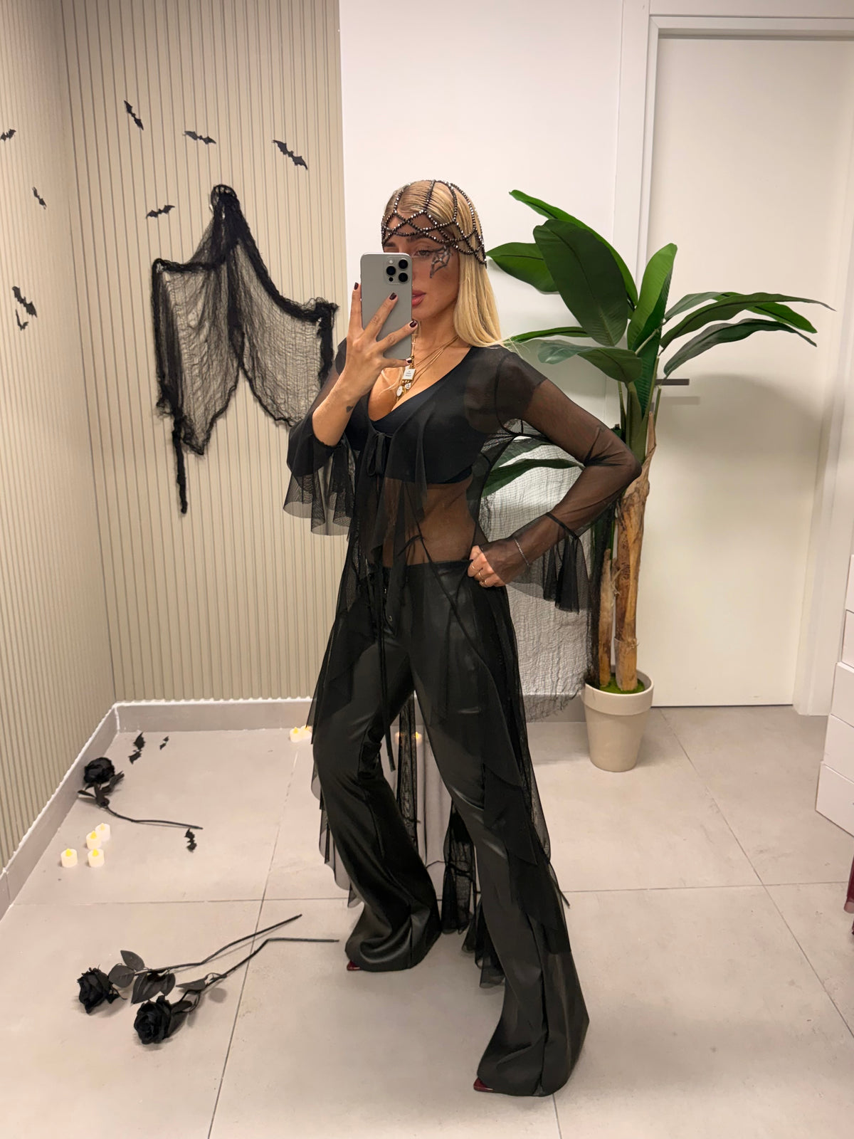 TOP DIANA NERO IN TULLE