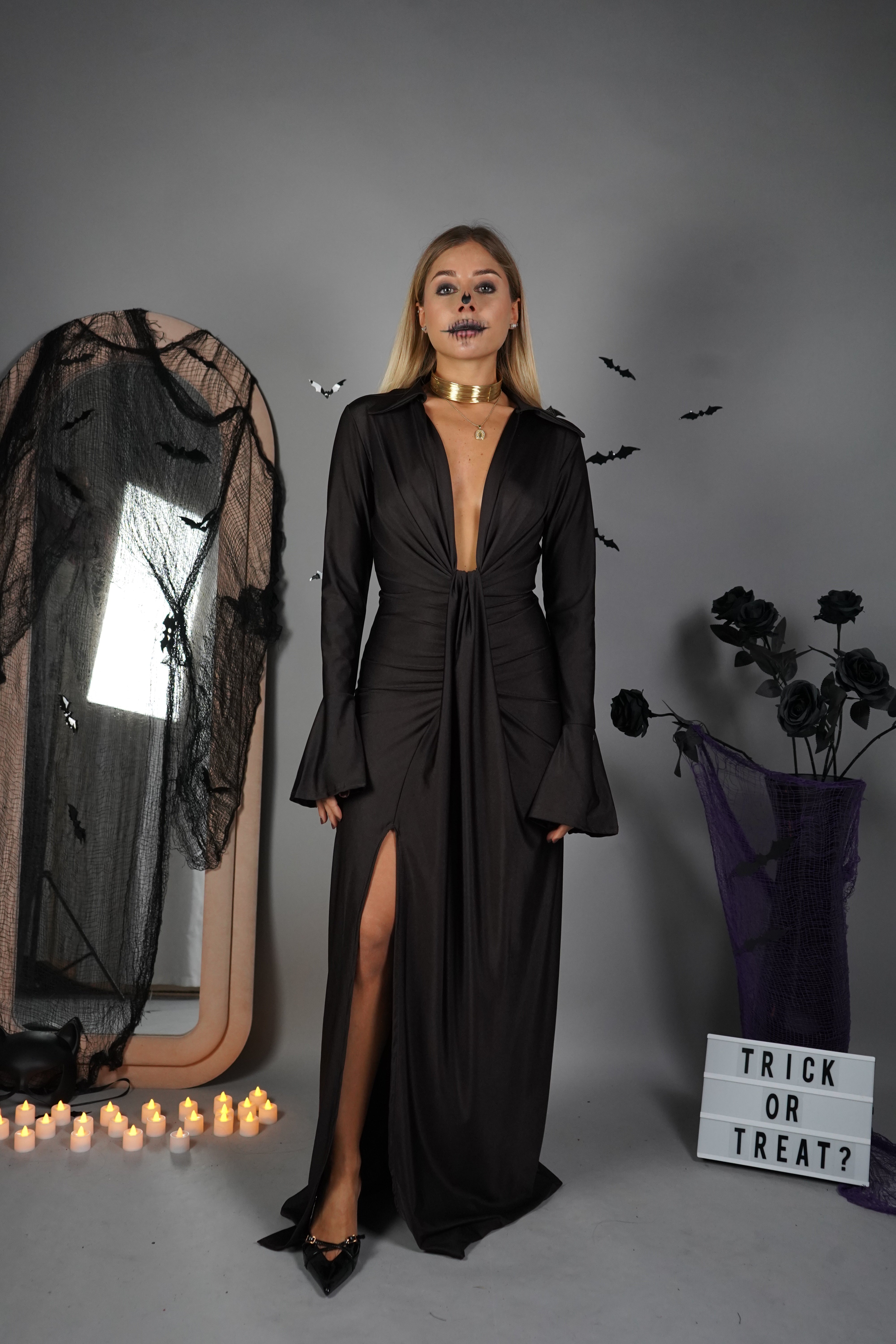 LONG DRESS NODO MARRONE