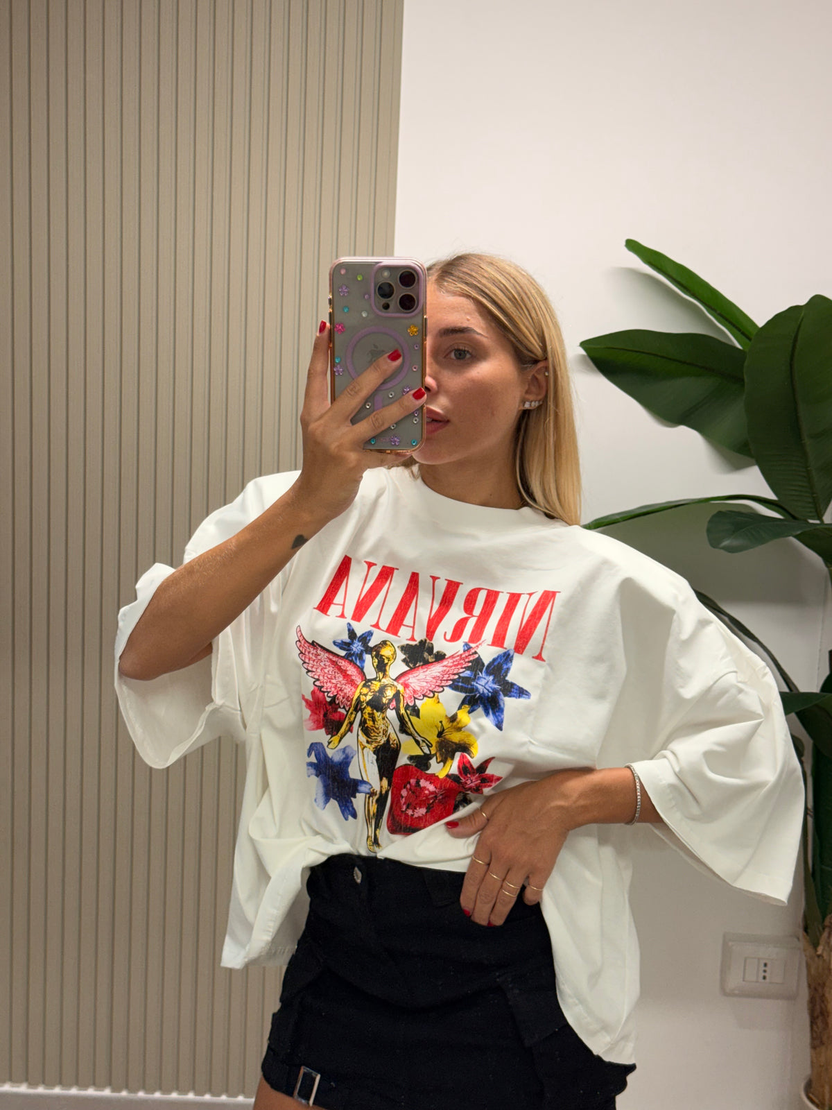 T-SHIRT BOXY NIRVANA BIANCA