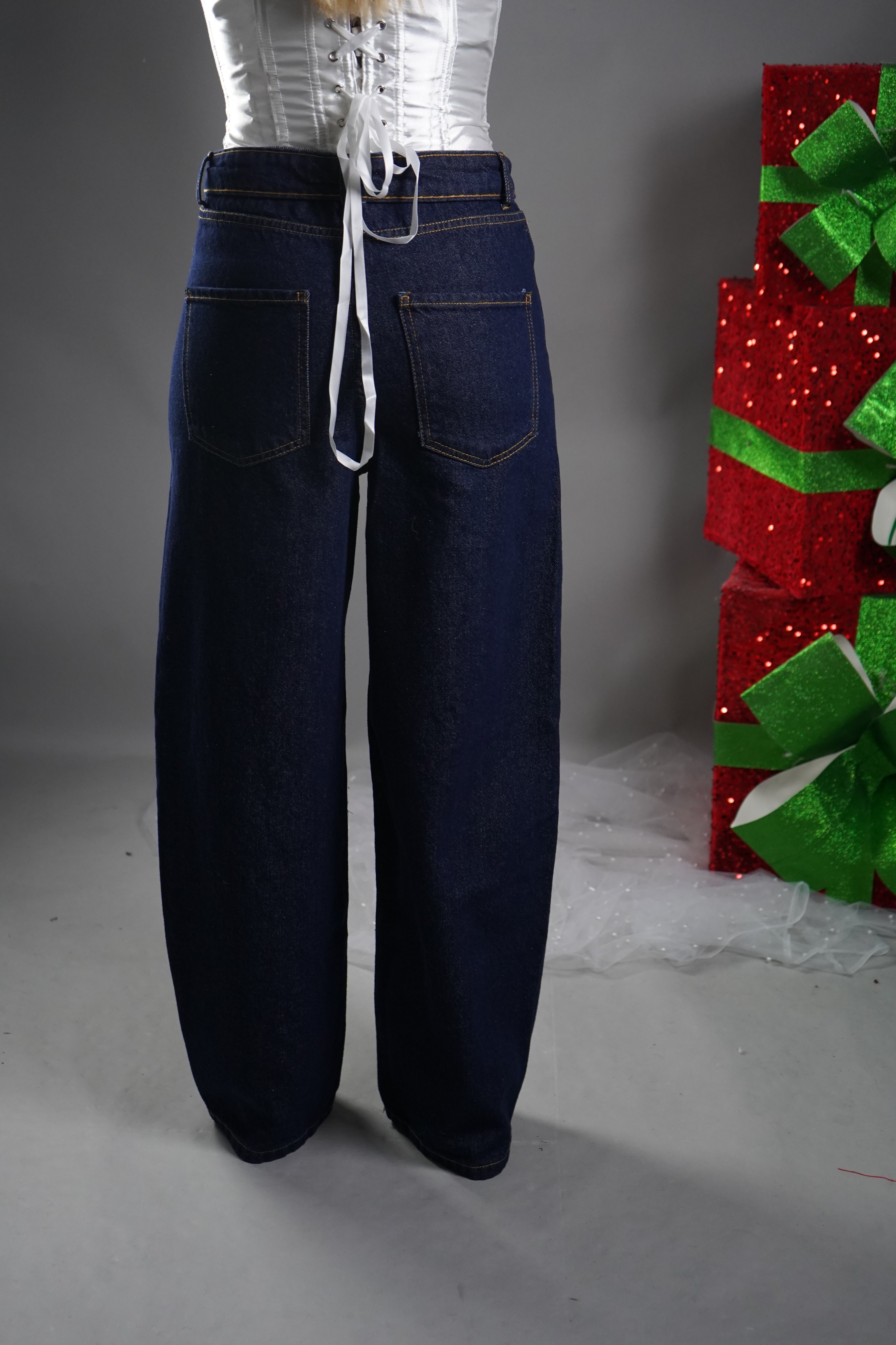 JEANS BAGGY RISVOLTO BLU SCURO