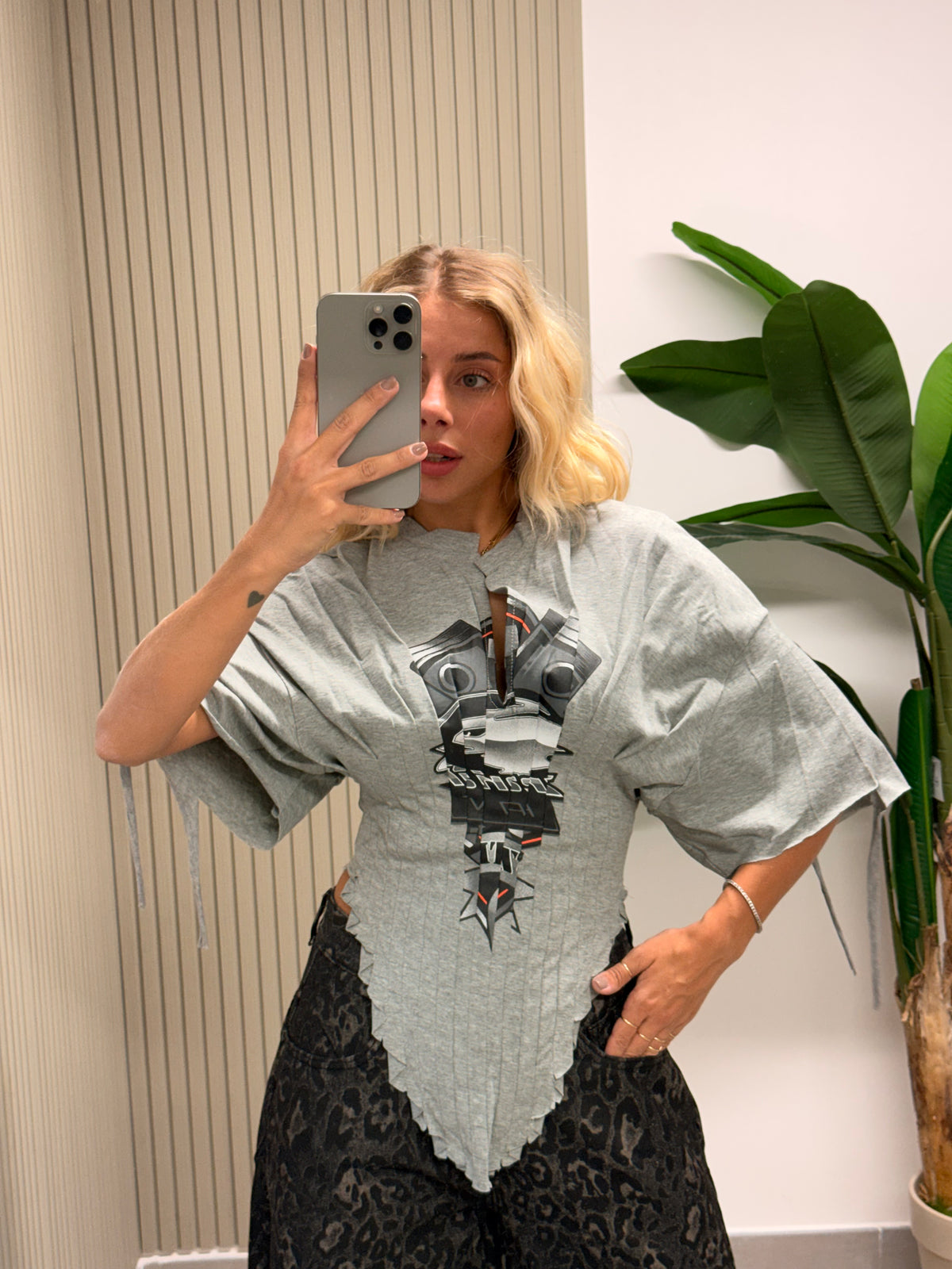 T-SHIRT CORSETTO ROBOT GRIGIA