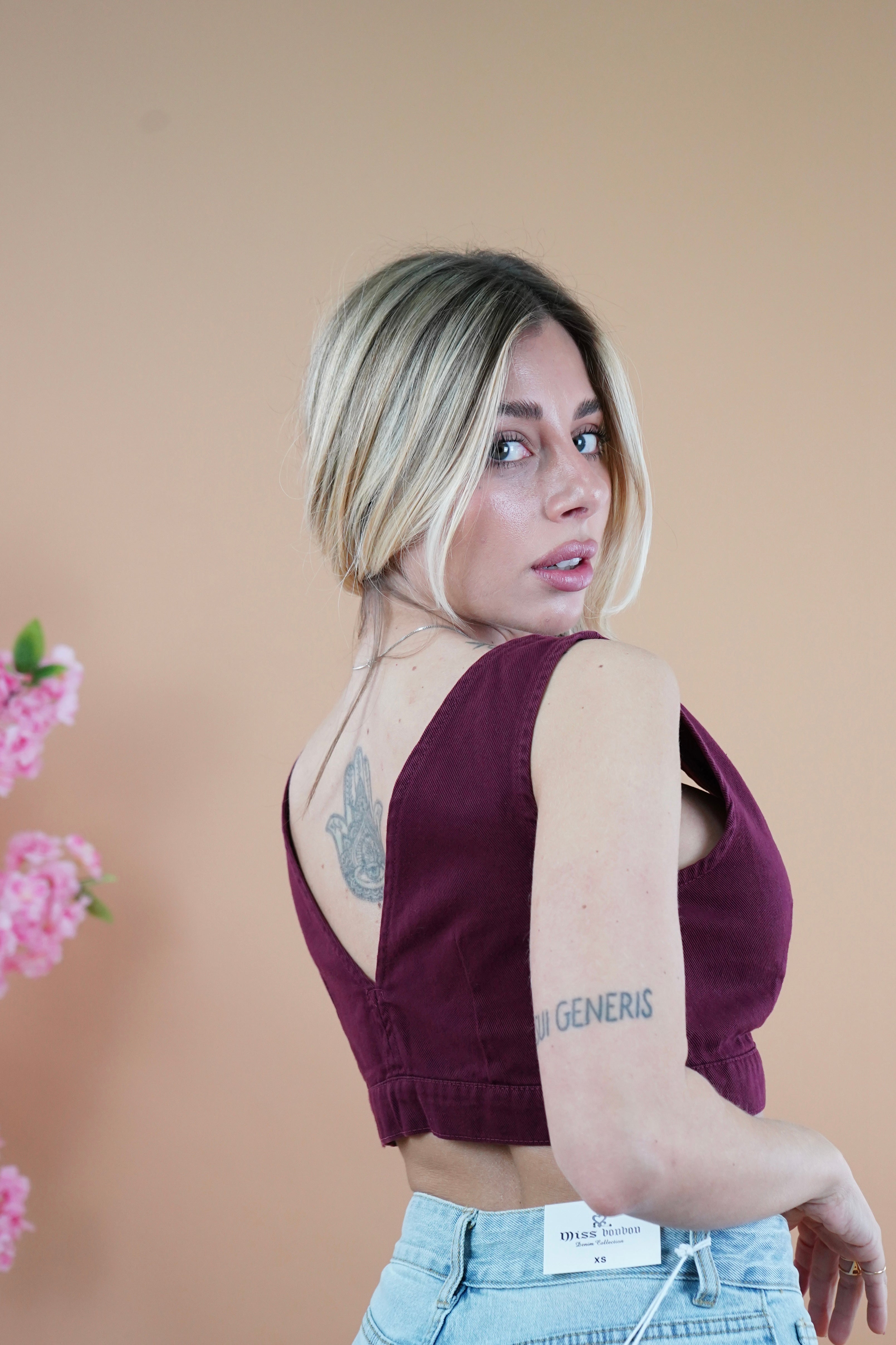 TOP DENIM BORDEAUX