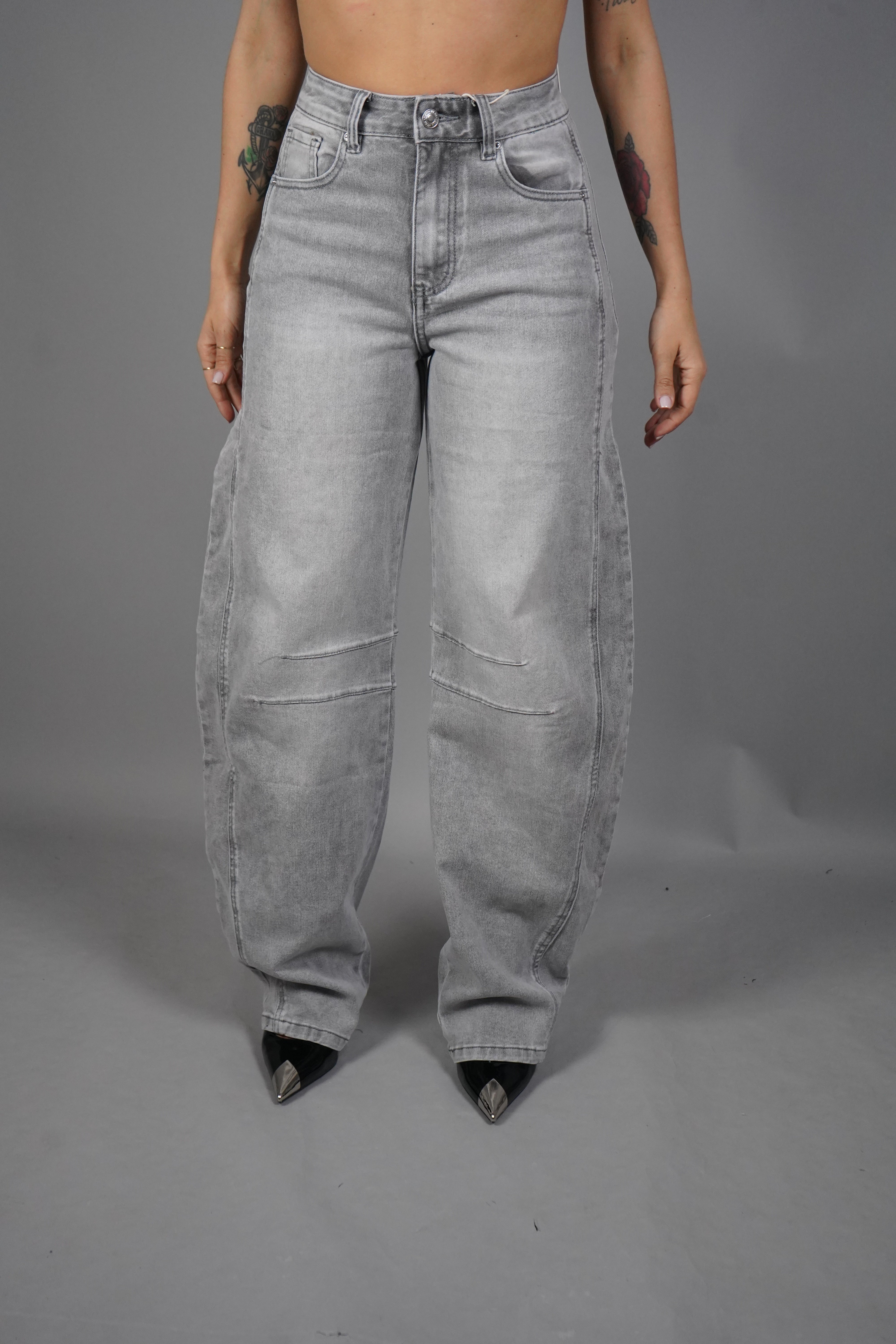 JEANS BARRELL GRIGIO
