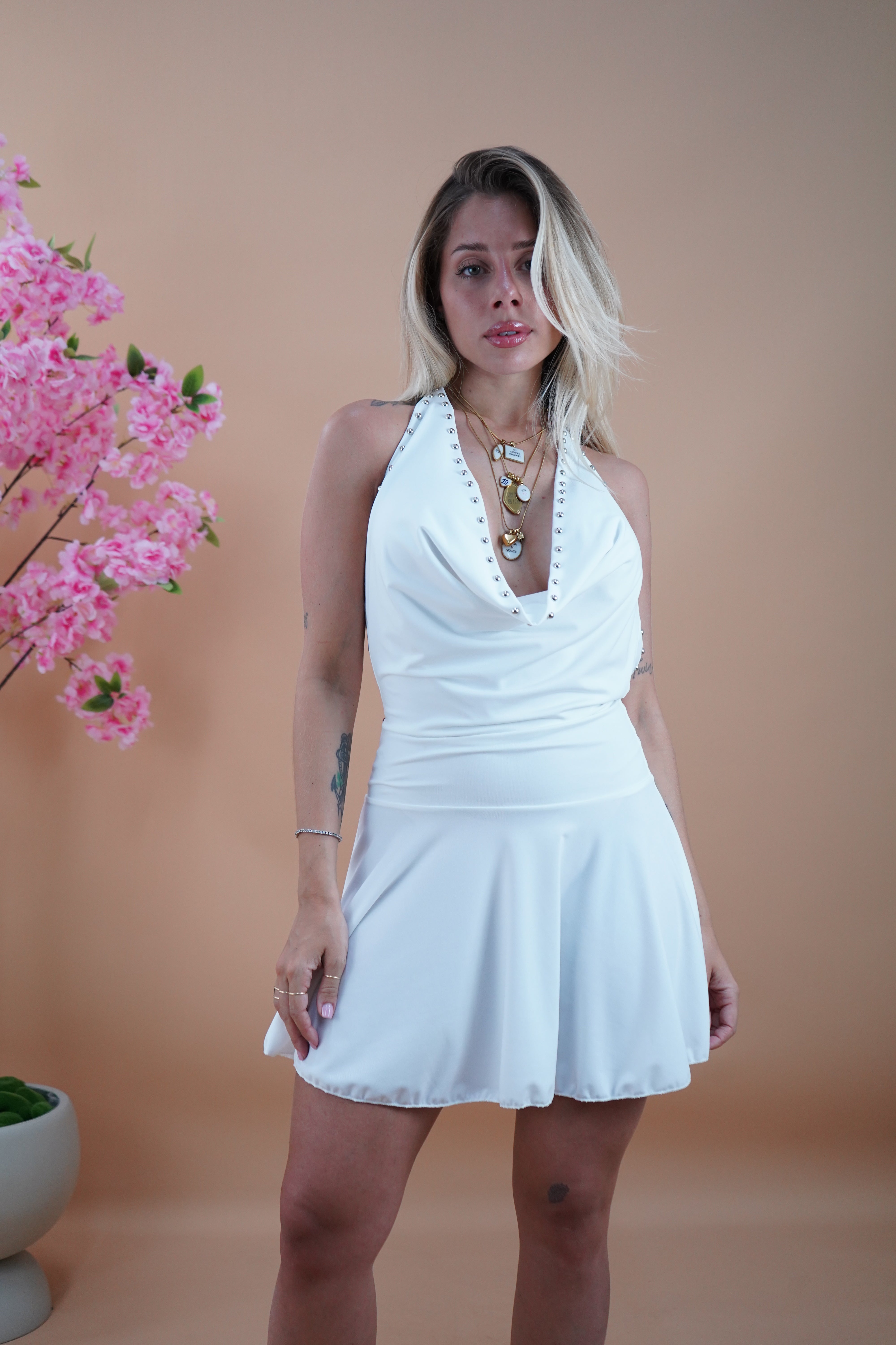MINI DRESS BORCHIE BIANCO