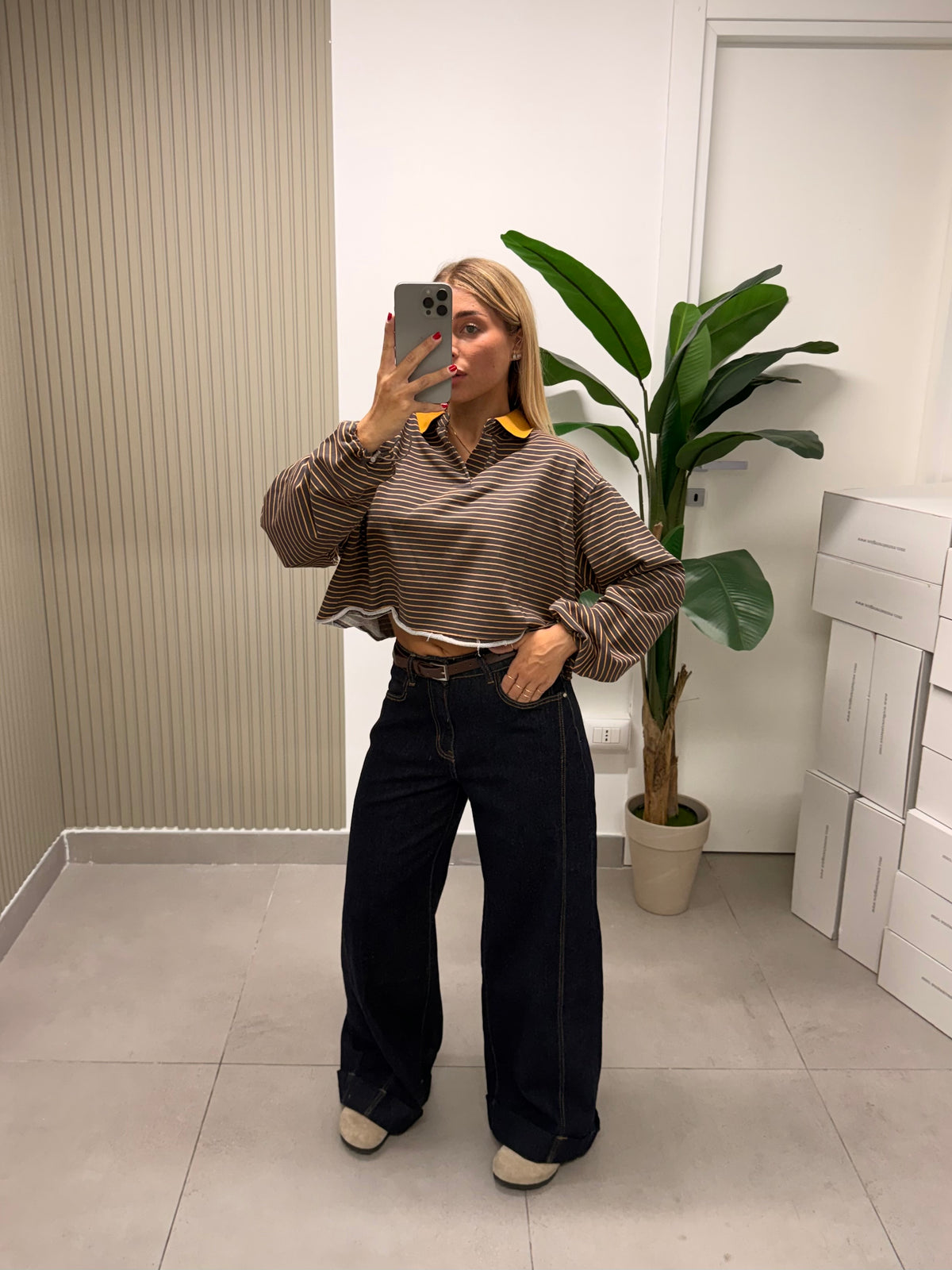 JEANS WIDE LEG DENIM SCURO