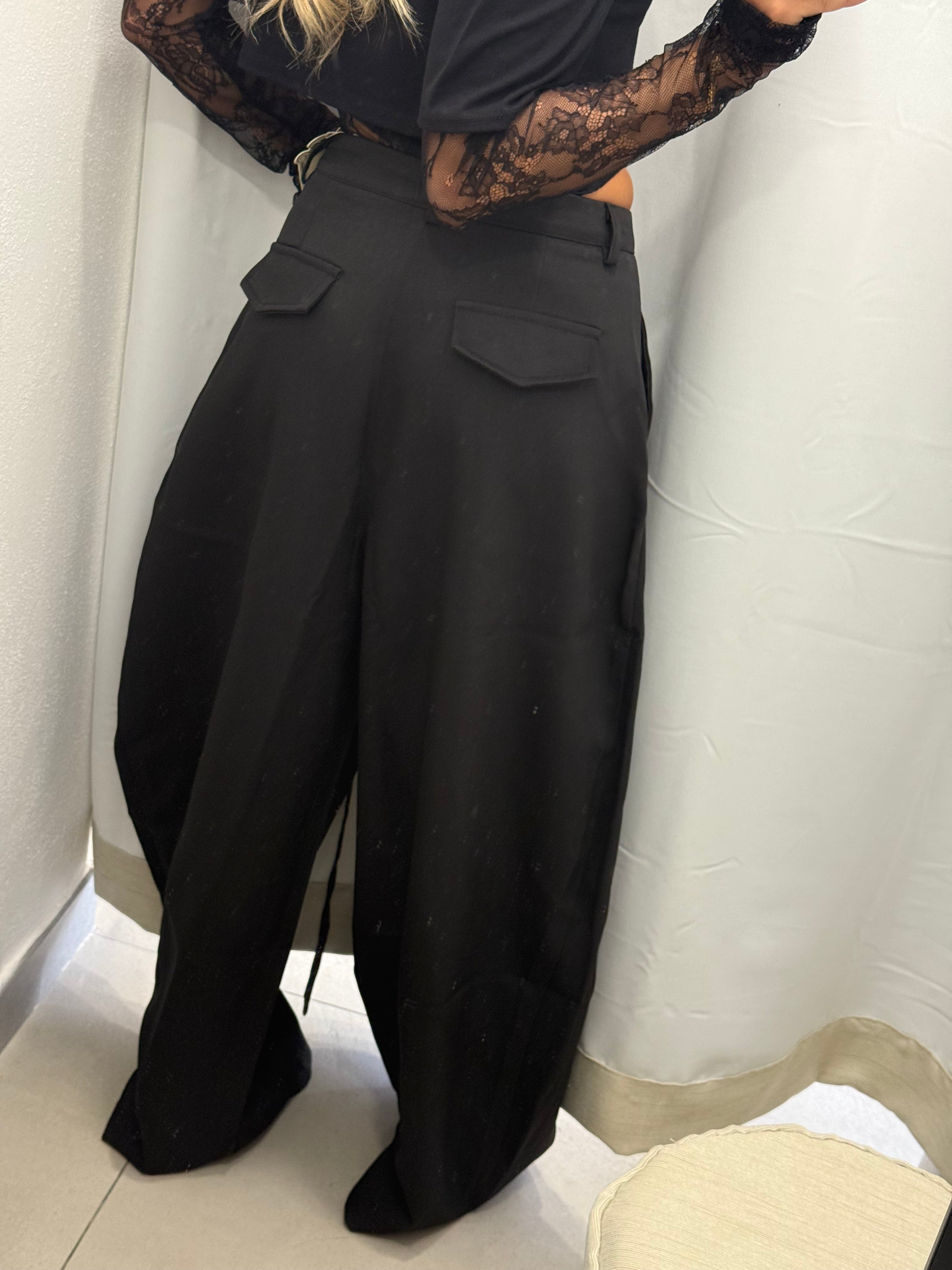 PANTALONE BALLON CRAVATTA NERO
