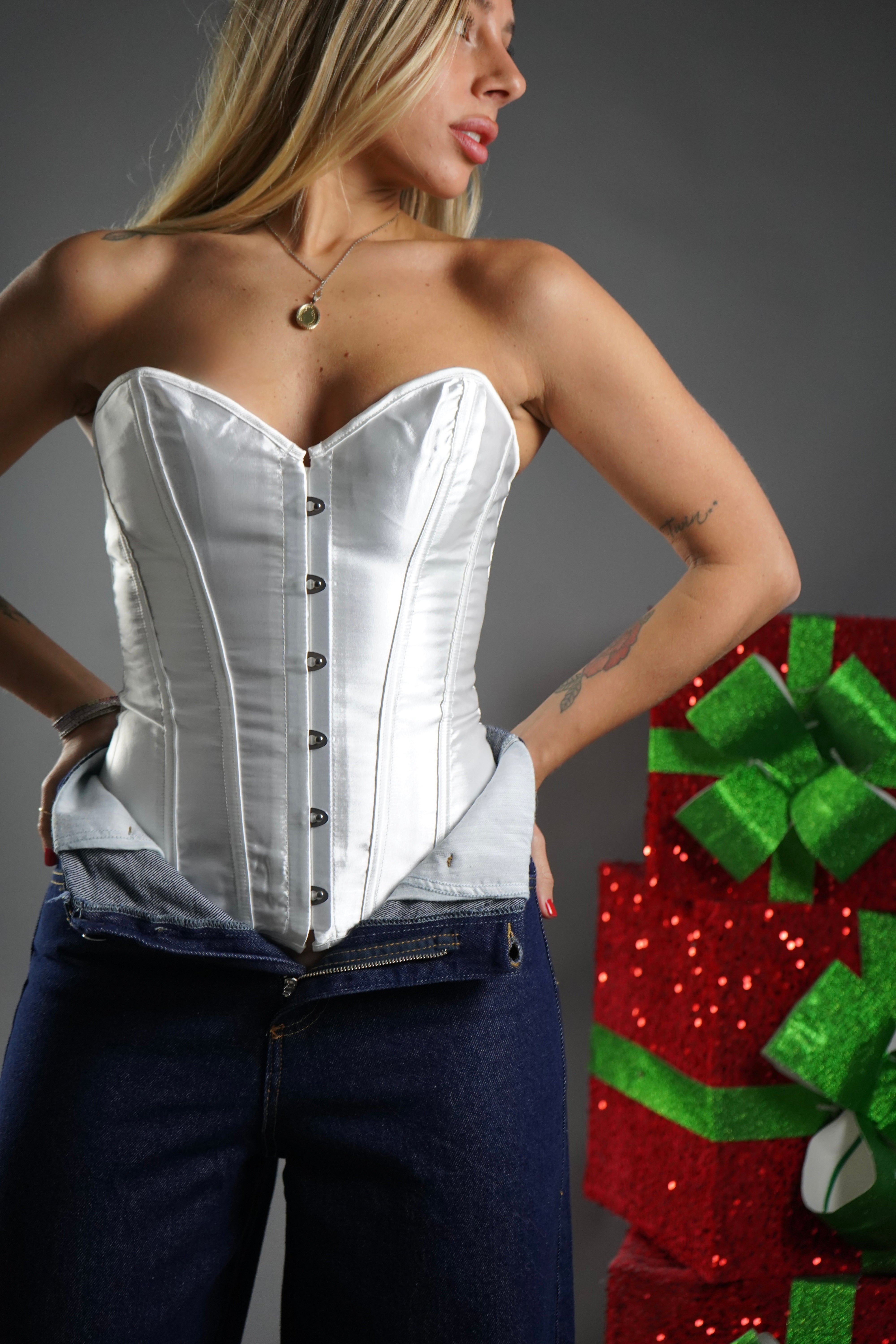 BUSTINO STECCATO BIANCO SATIN