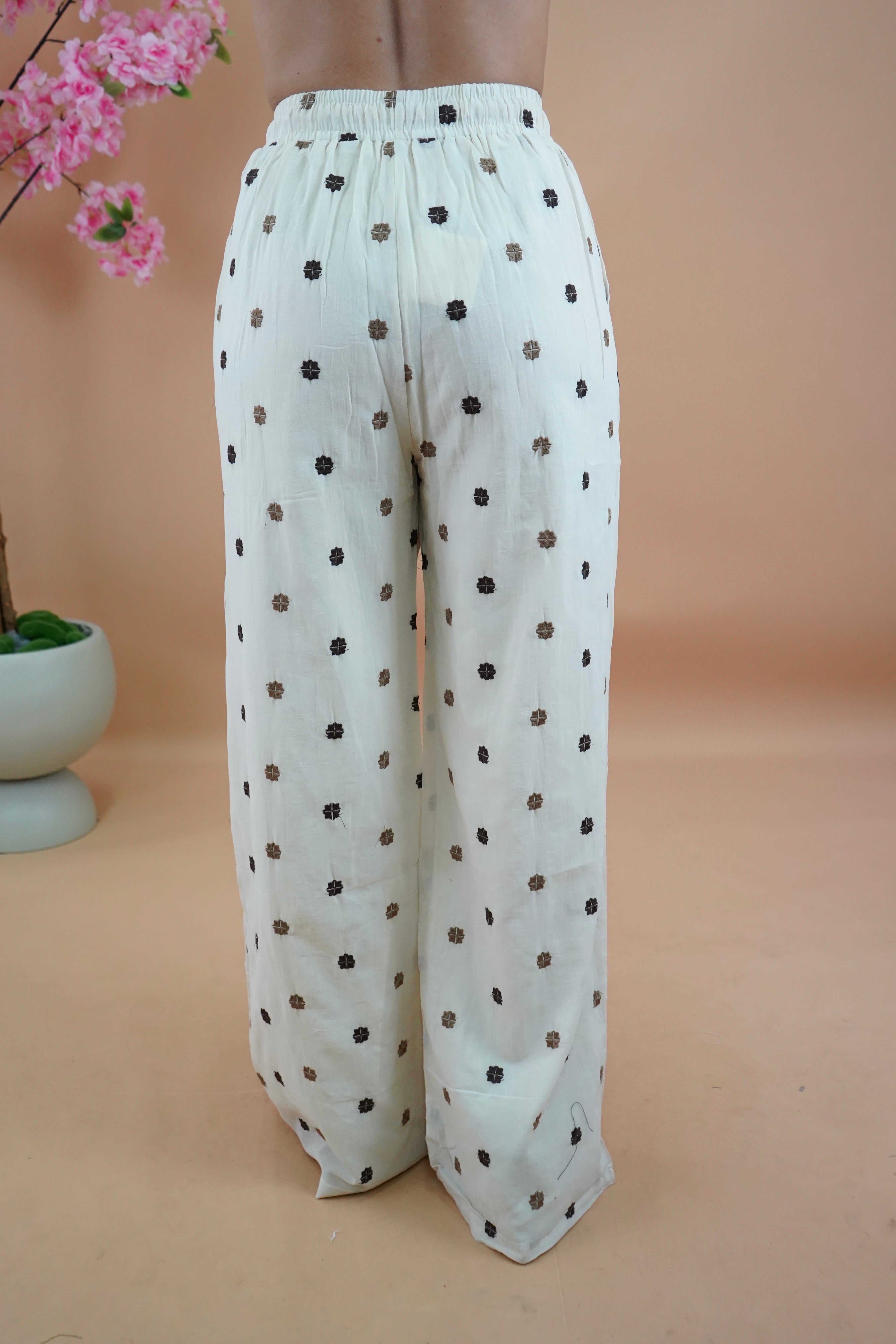 PANTALONE FANTASY FIORI MARRONI