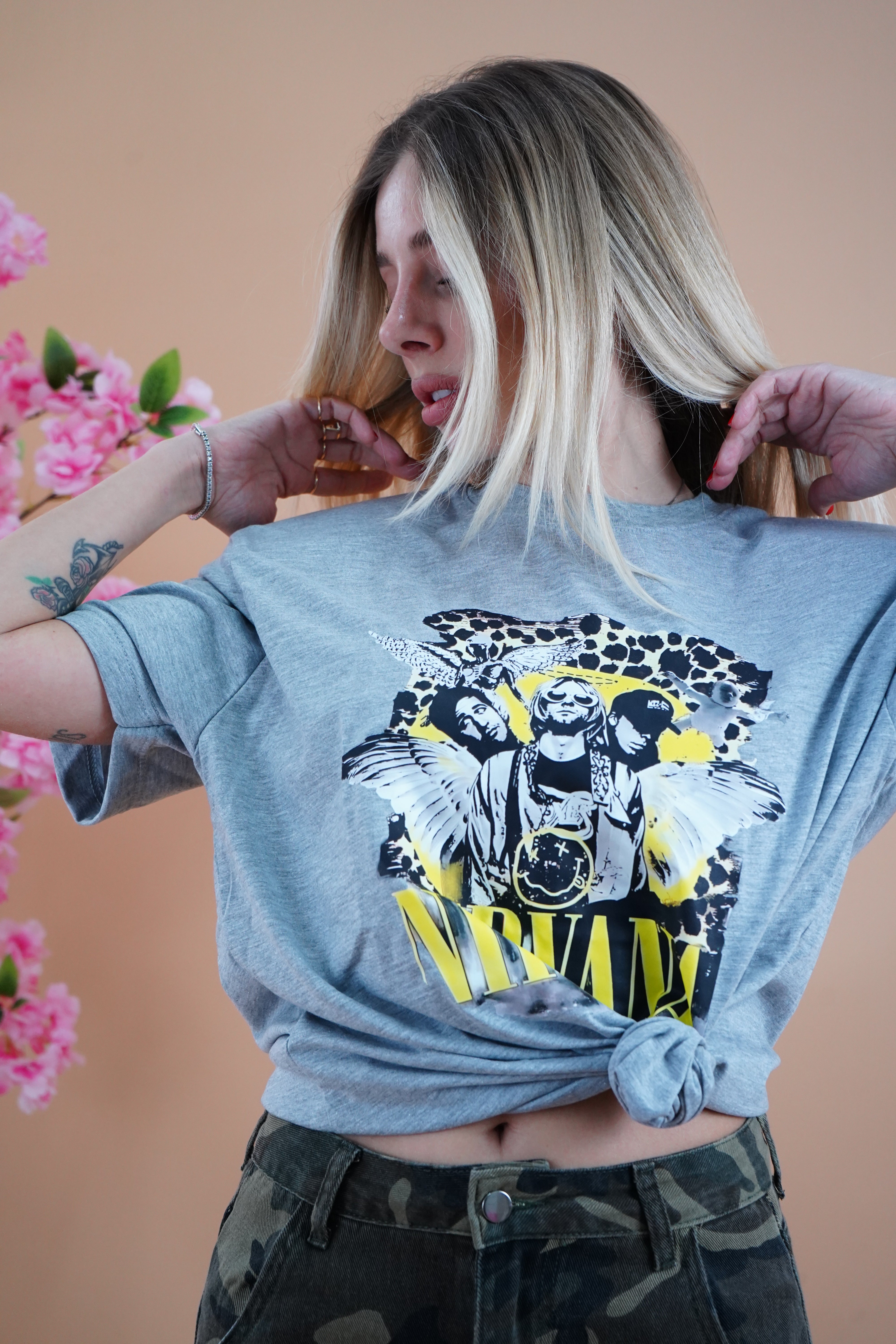 T-SHIRT ROCK NIRVANA GRIGIO