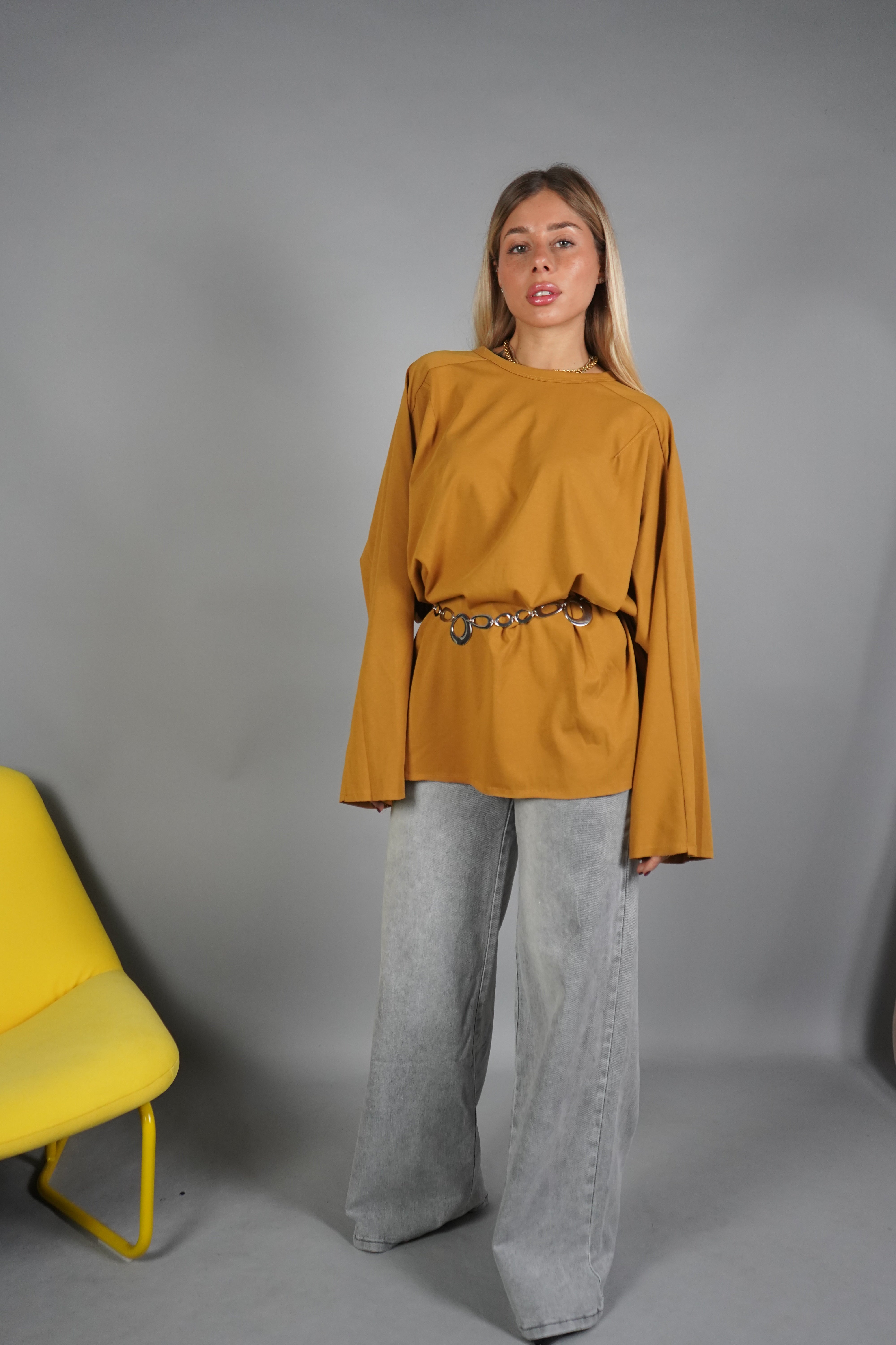 JEANS PALAZZO GRIGIO