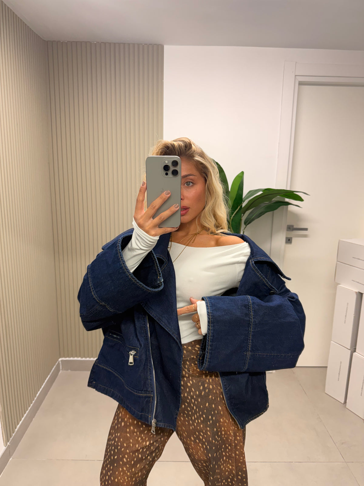 CHIODO OVERSIZE DENIM SCURO