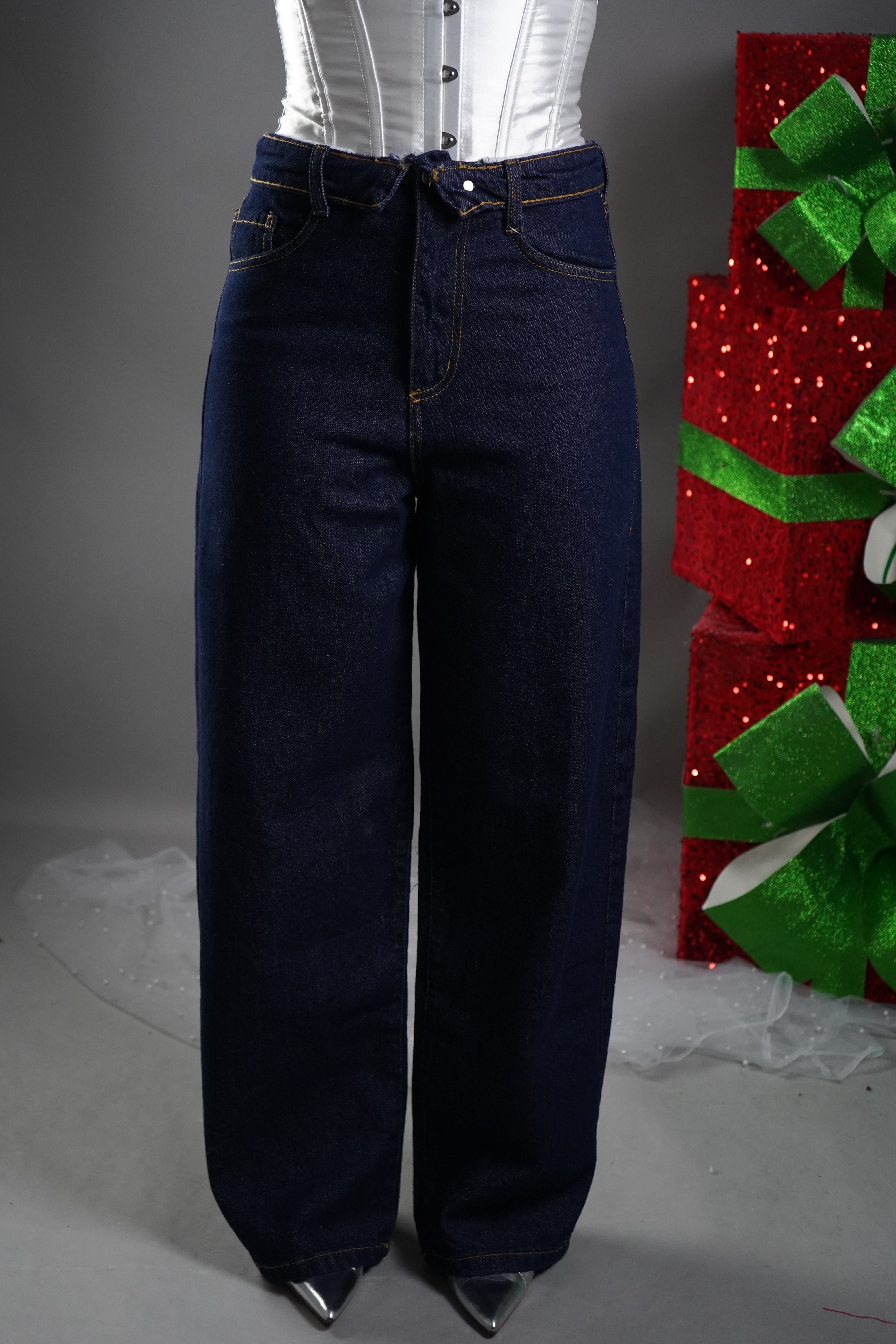 JEANS BAGGY RISVOLTO BLU SCURO