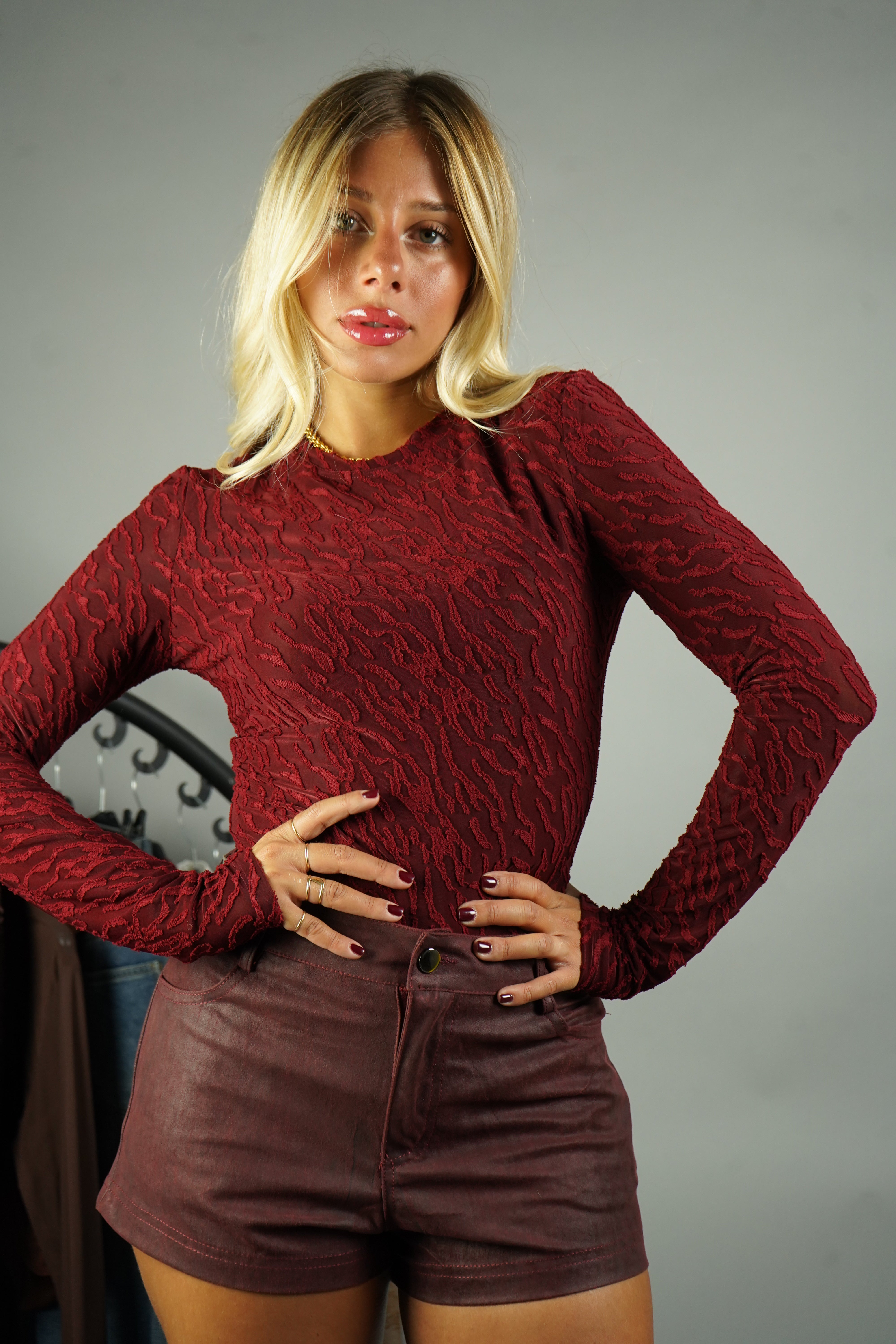 MAGLIA ONDE BORDEAUX
