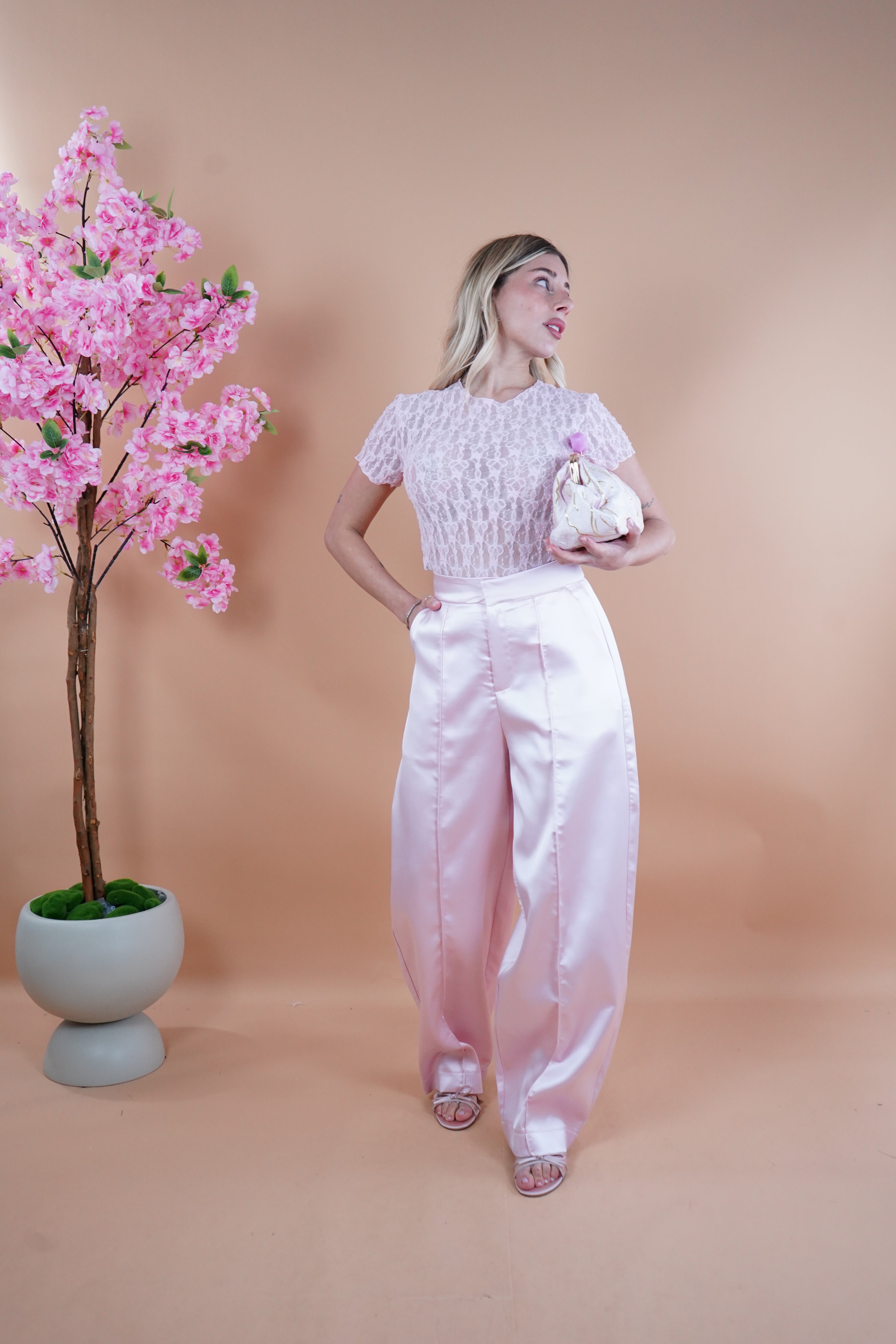 PANTALONE BALLON RASO ROSA